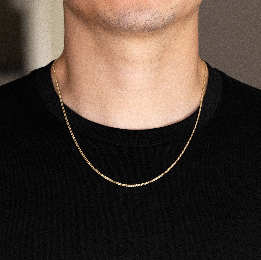 14K Gold 1.7mm Hollow Square Franco Chain - Model 0460