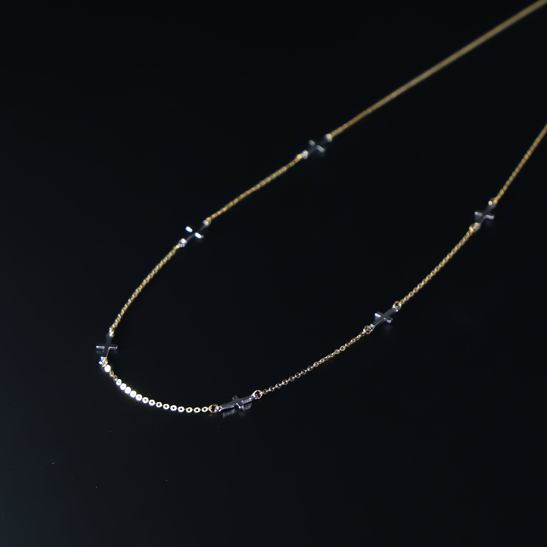 14K Gold Multiple Crosses Necklace Model-NK0215 - Charlie & Co. Jewelry