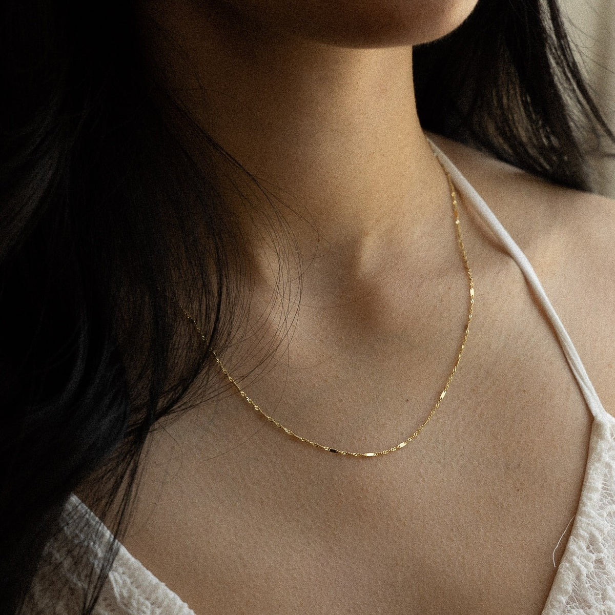 14k Gold 1.3mm Singapore With Bar Chain - Model CH-0480