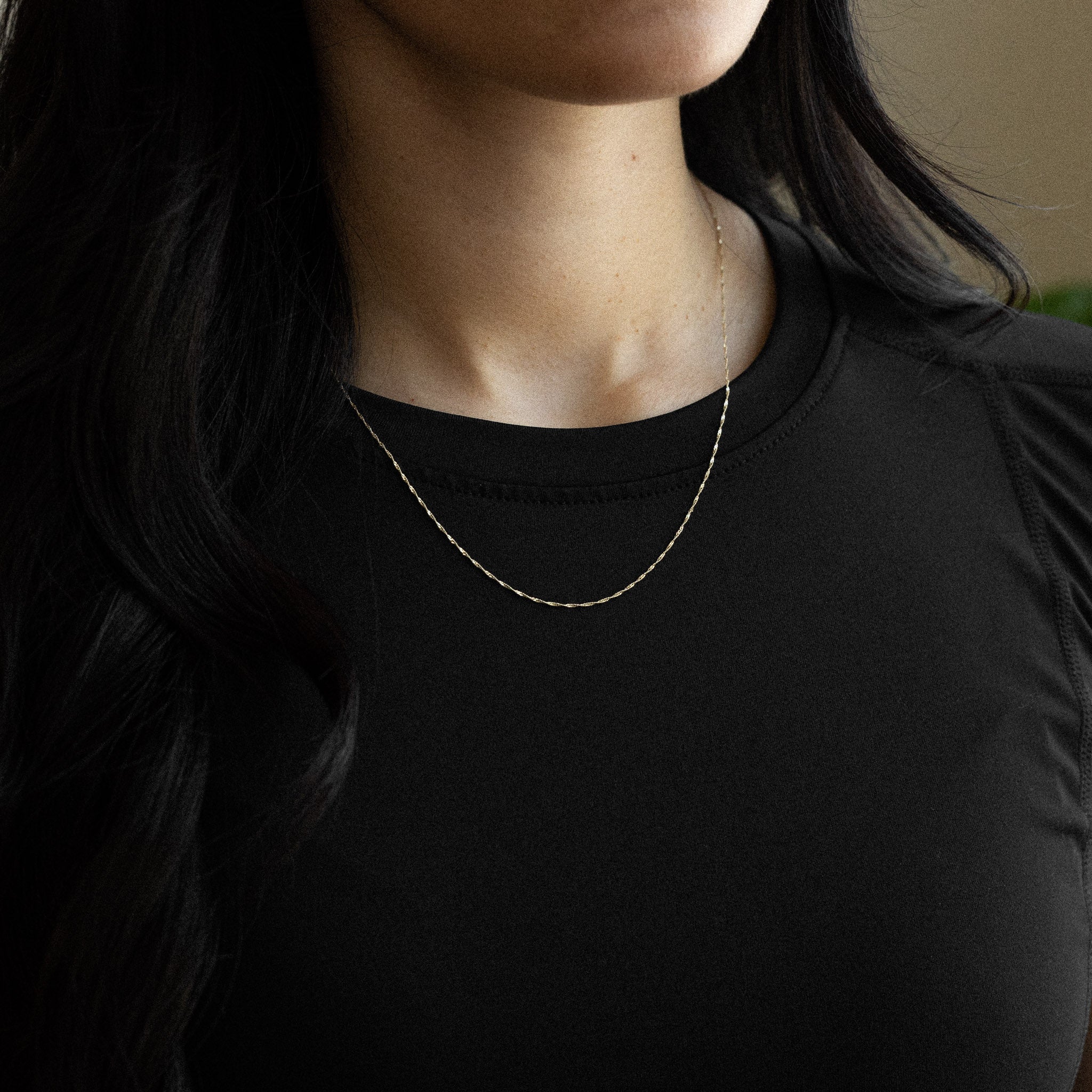14k Gold 0.9mm Singapore Chain - Model CH-0211