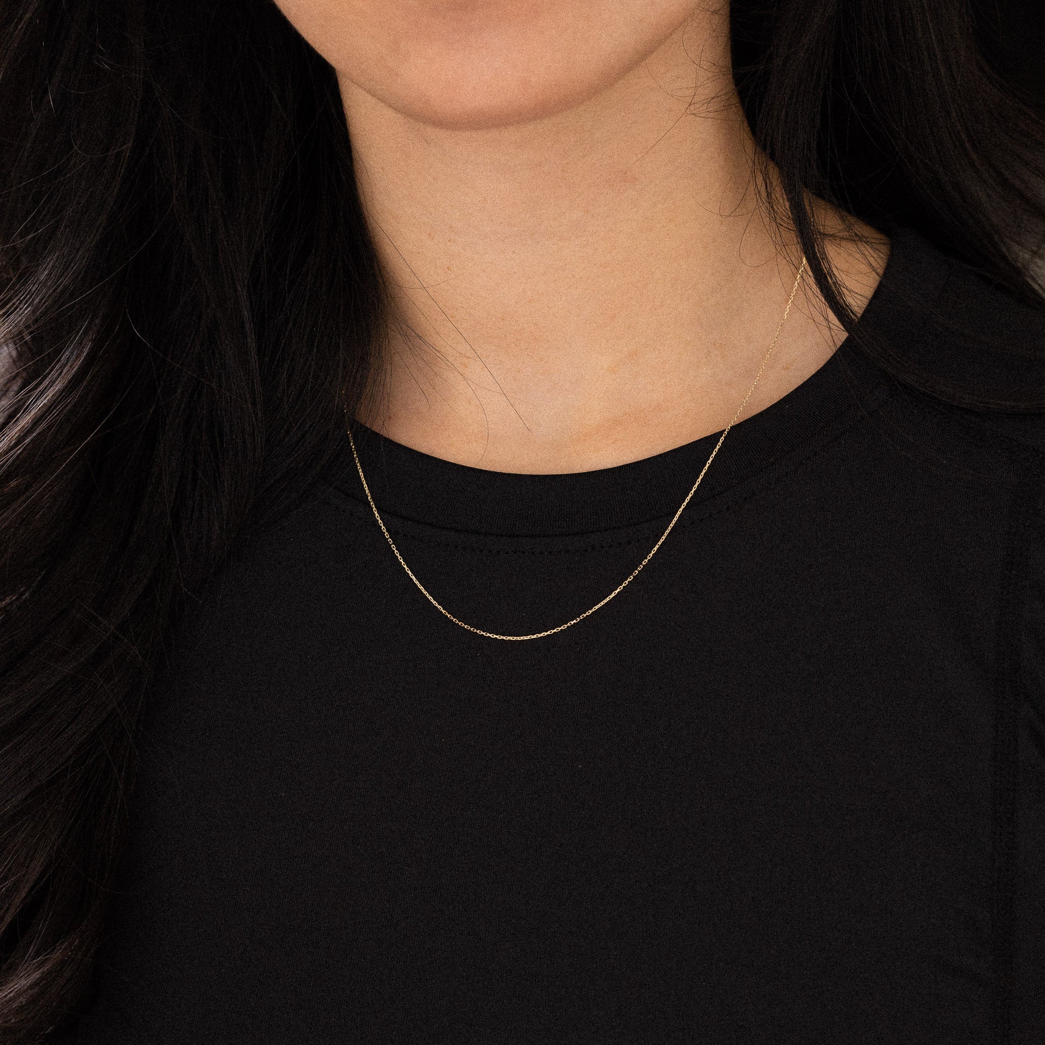 14k Gold 0.9mm Angle Cut Oval Rolo Chain - Model CH-0559