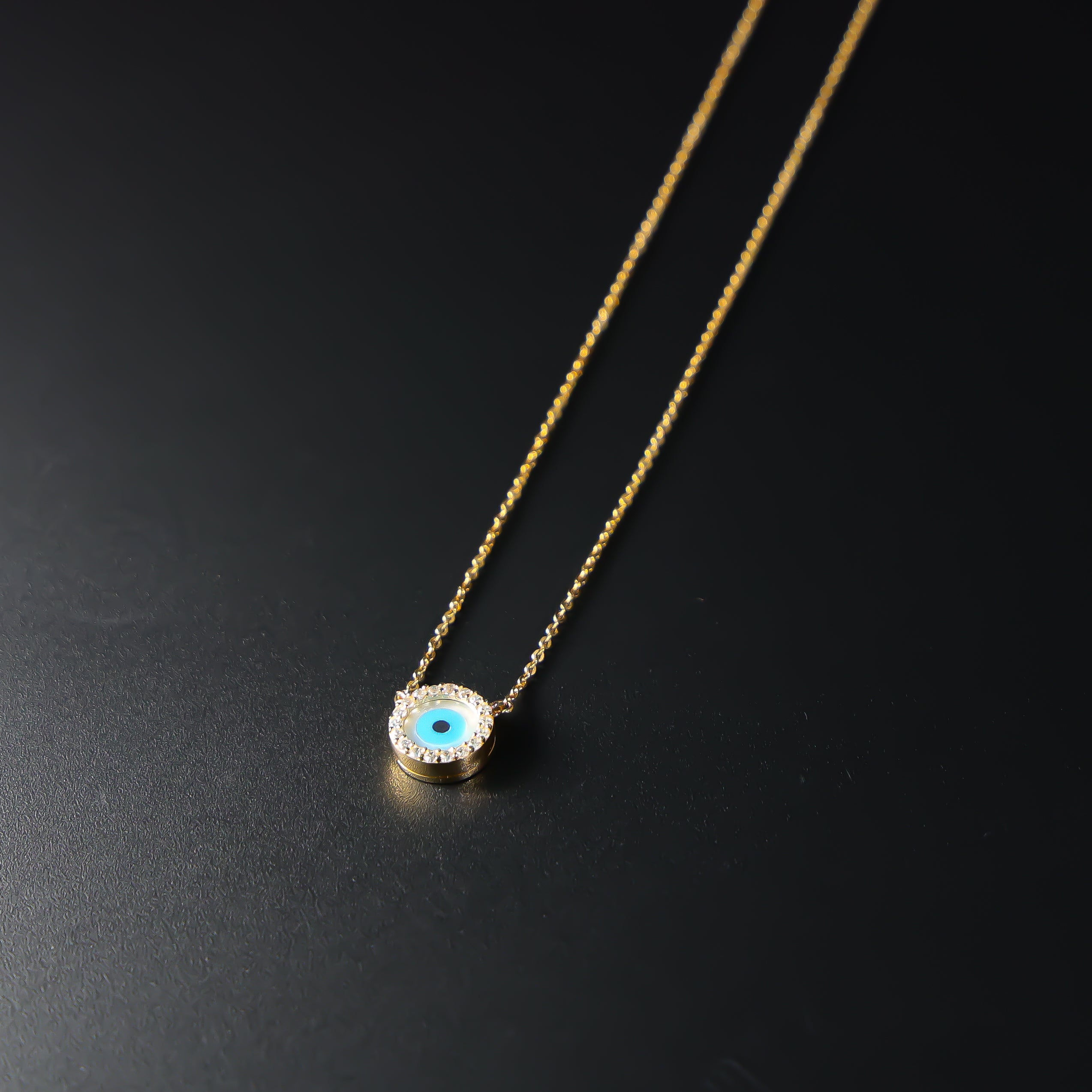 14K Gold Evil Eye Necklace Model-NK0229 - Charlie & Co. Jewelry