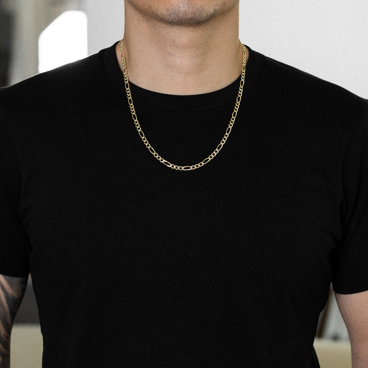14k Gold 4.7mm Concave Figaro Chain - Model CH-0291