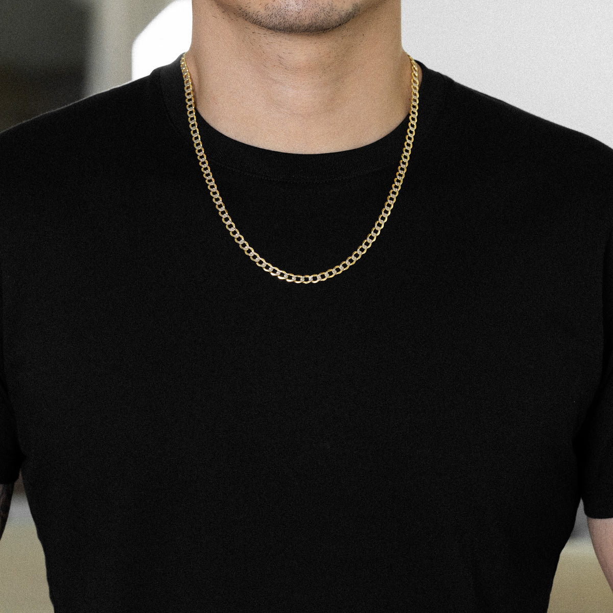 14k Gold 4.9mm Two-Tone Hollow Curb Chain - Model CH-0168