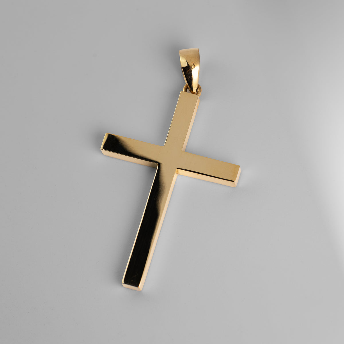 14K Gold Absolute Block Cross Pendant