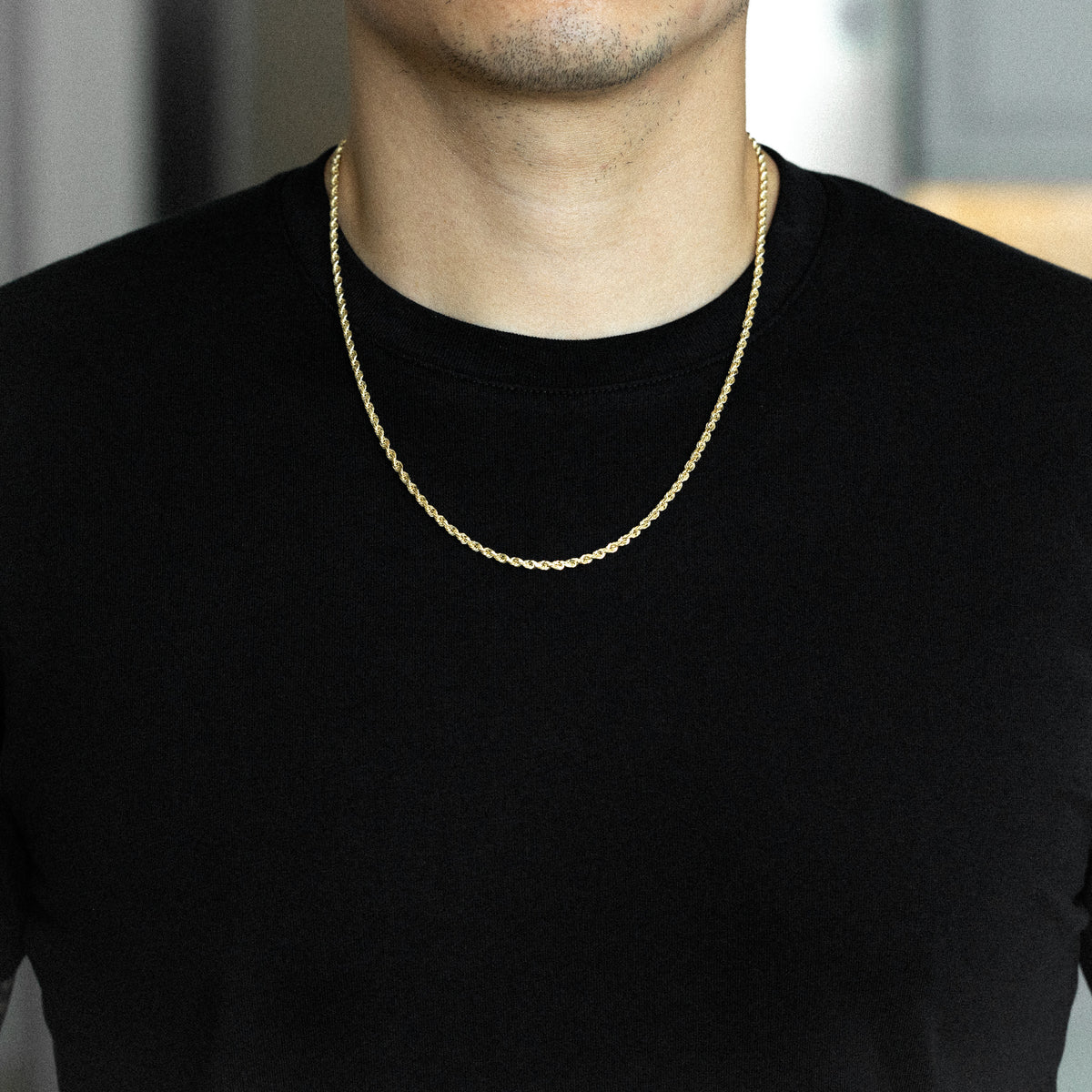 14K Gold 3mm Solid Diamond-Cut Classic Rope Chain - Model CH-0387