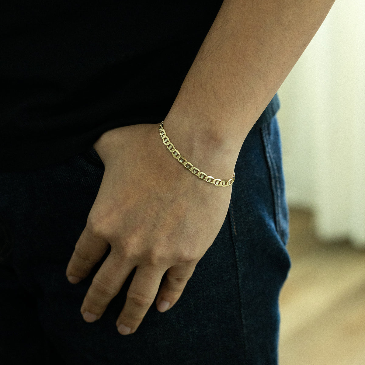 14k Gold Two-Tone 5.3mm Light Mariner Chain Bracelet 7.5 Inch - Model CH-0639