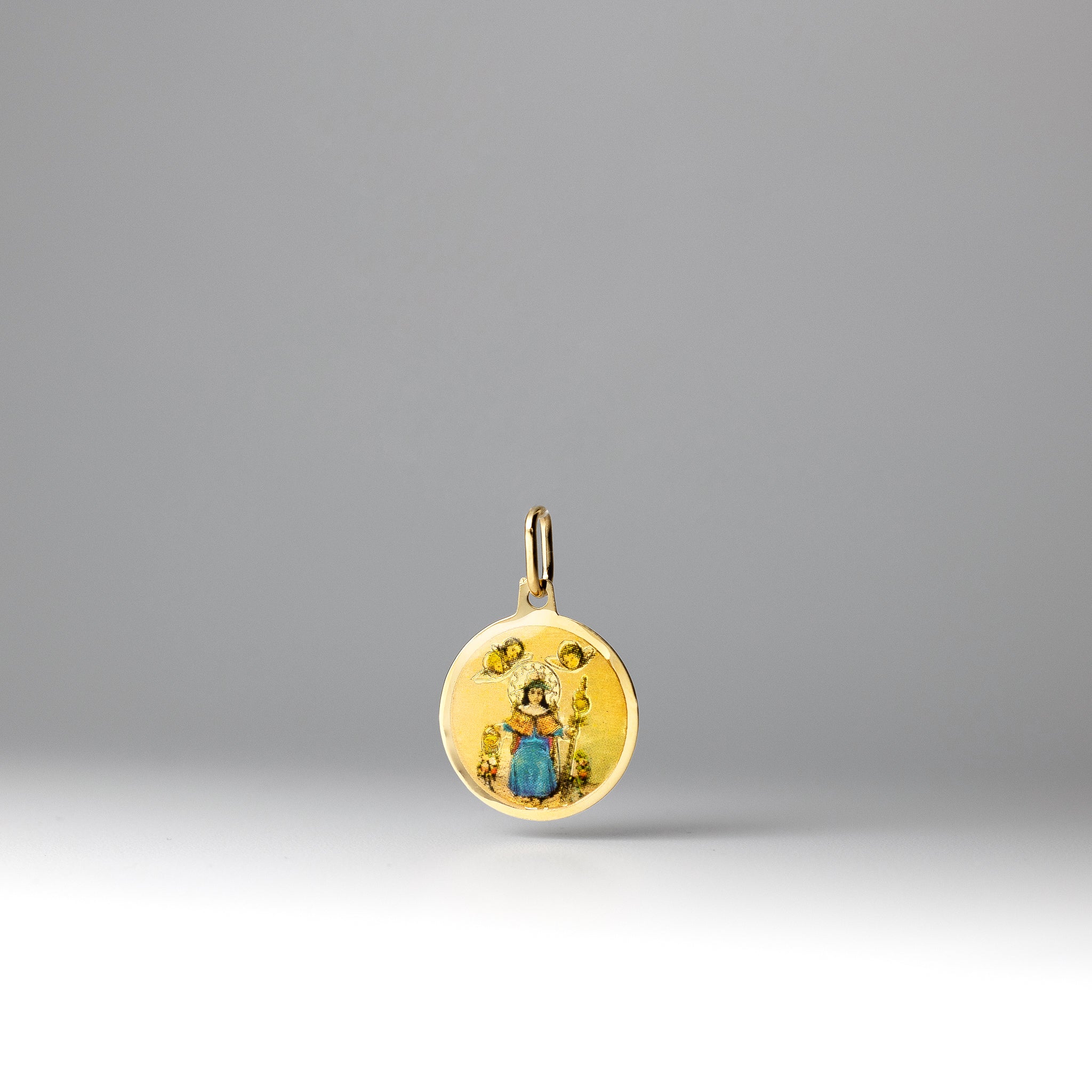Gold Round Santo Nino De Atocha Pendant Necklace - Model PT3140 - Charlie & Co. Jewelry