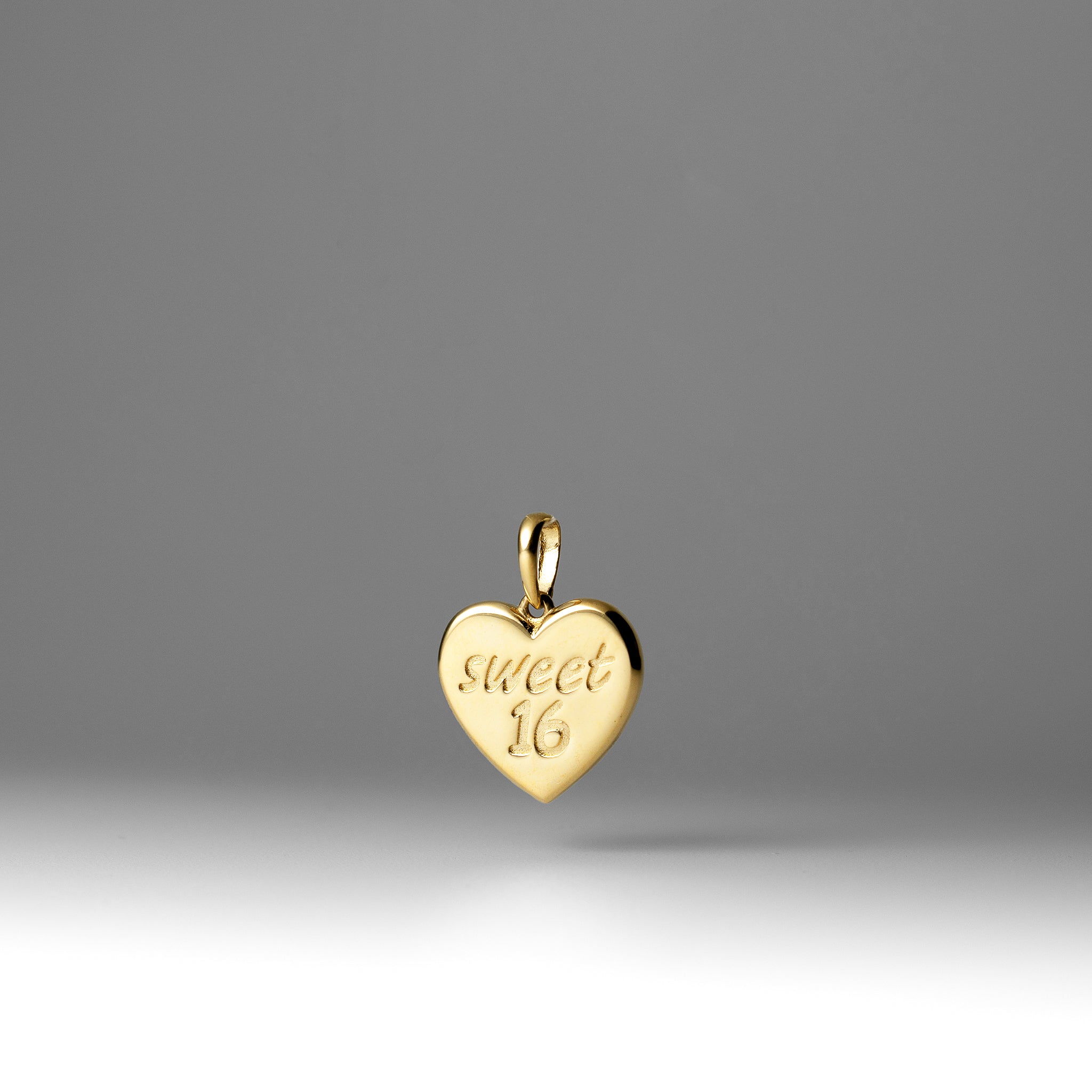 Gold Sweet 16 Solid Heart Pendant Necklace - Model PT2976 - Charlie & Co. Jewelry