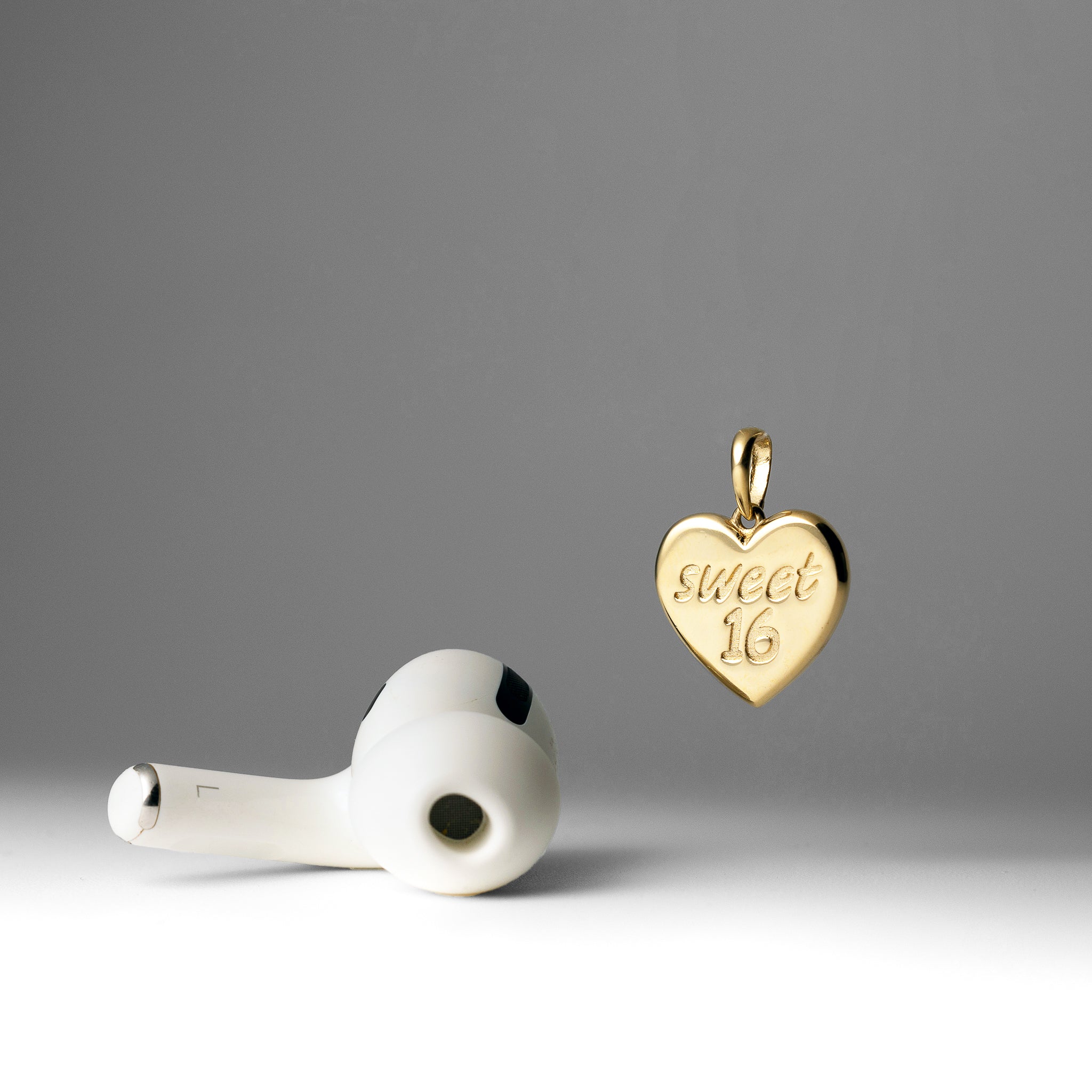 Gold Sweet 16 Solid Heart Pendant Necklace - Model PT2976 - Charlie & Co. Jewelry