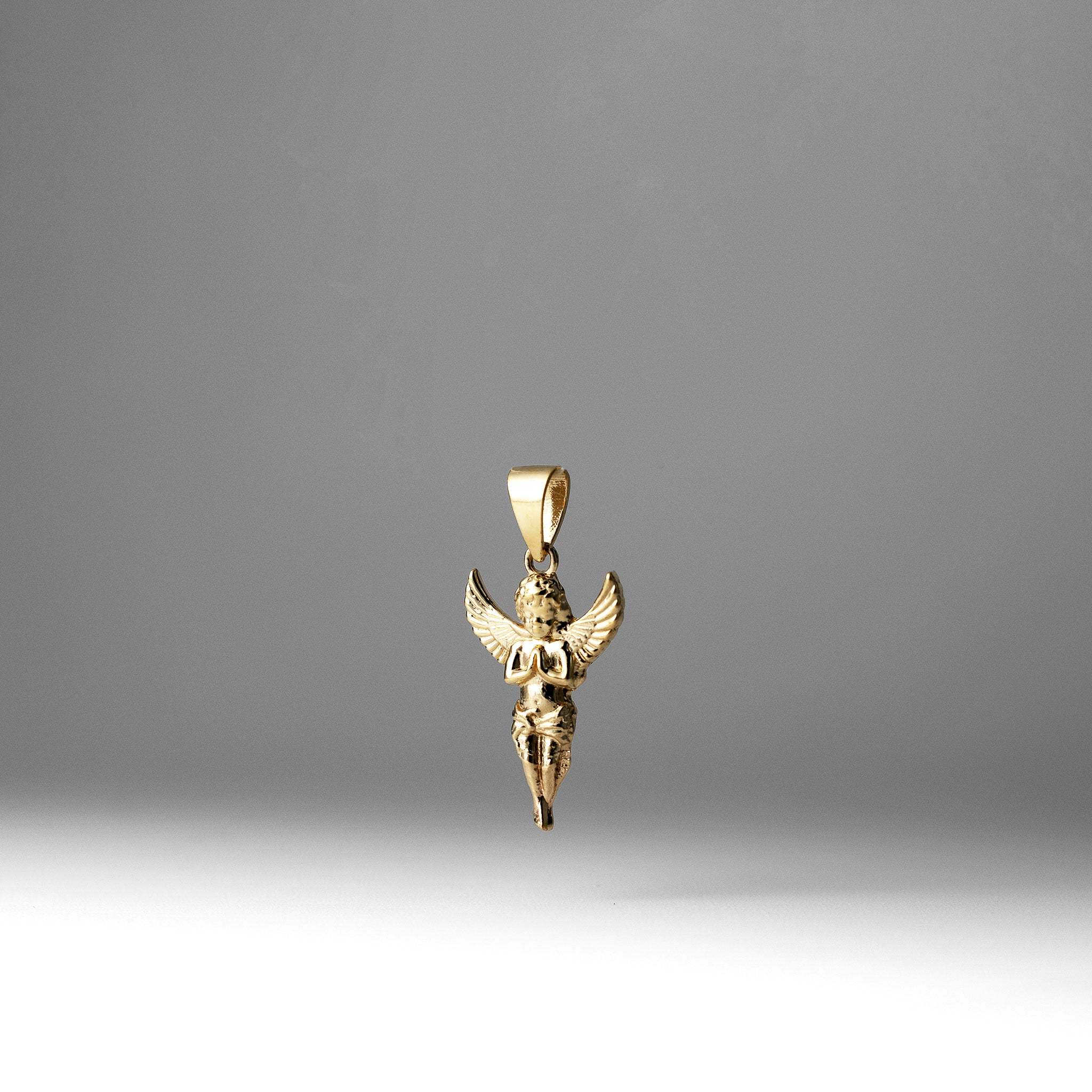 Gold Small Praying Angel Pendant Necklace - Model PT2631 - Charlie & Co. Jewelry