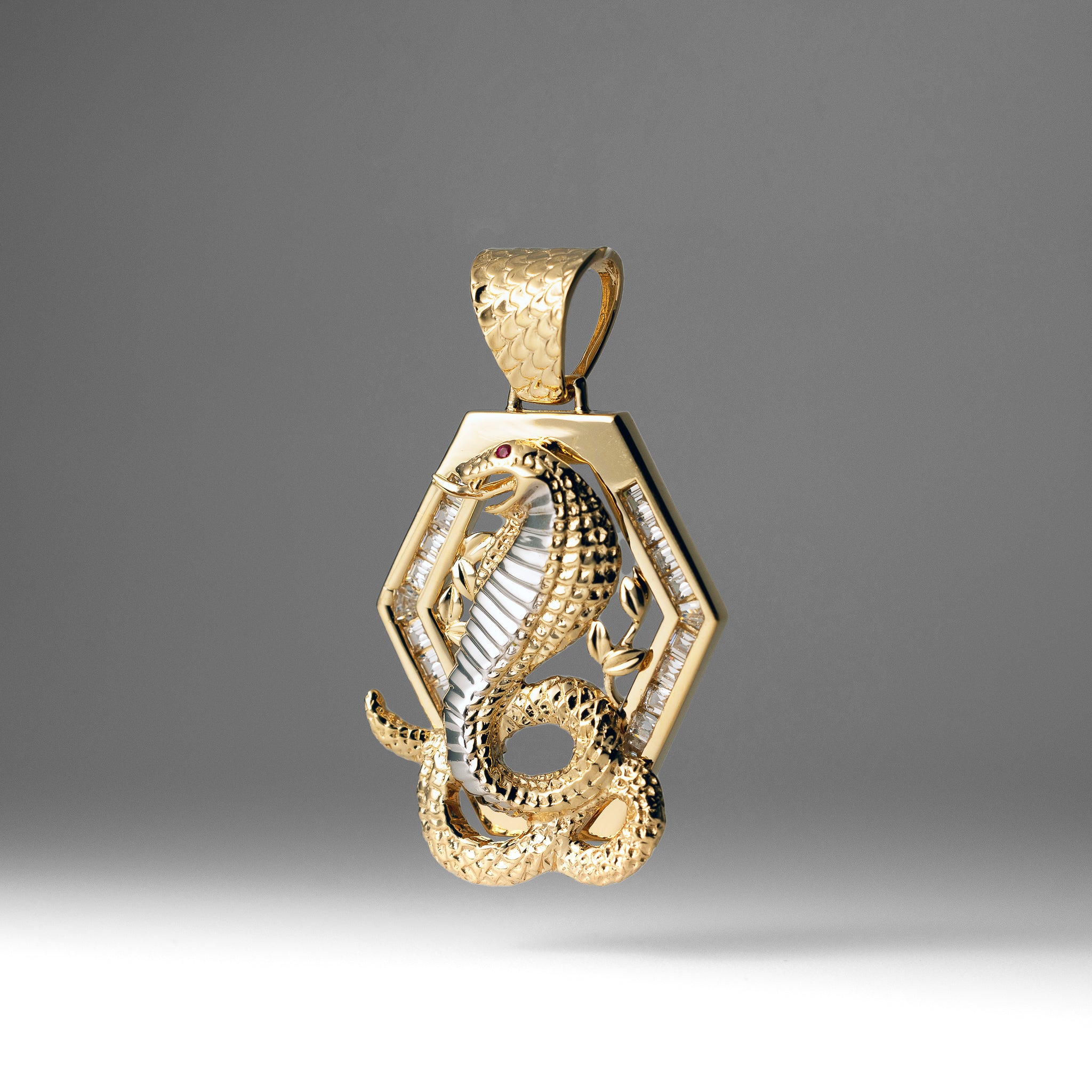 Gold Large Cobra Snake Pendant Necklace - Model PT1529 - Charlie & Co. Jewelry