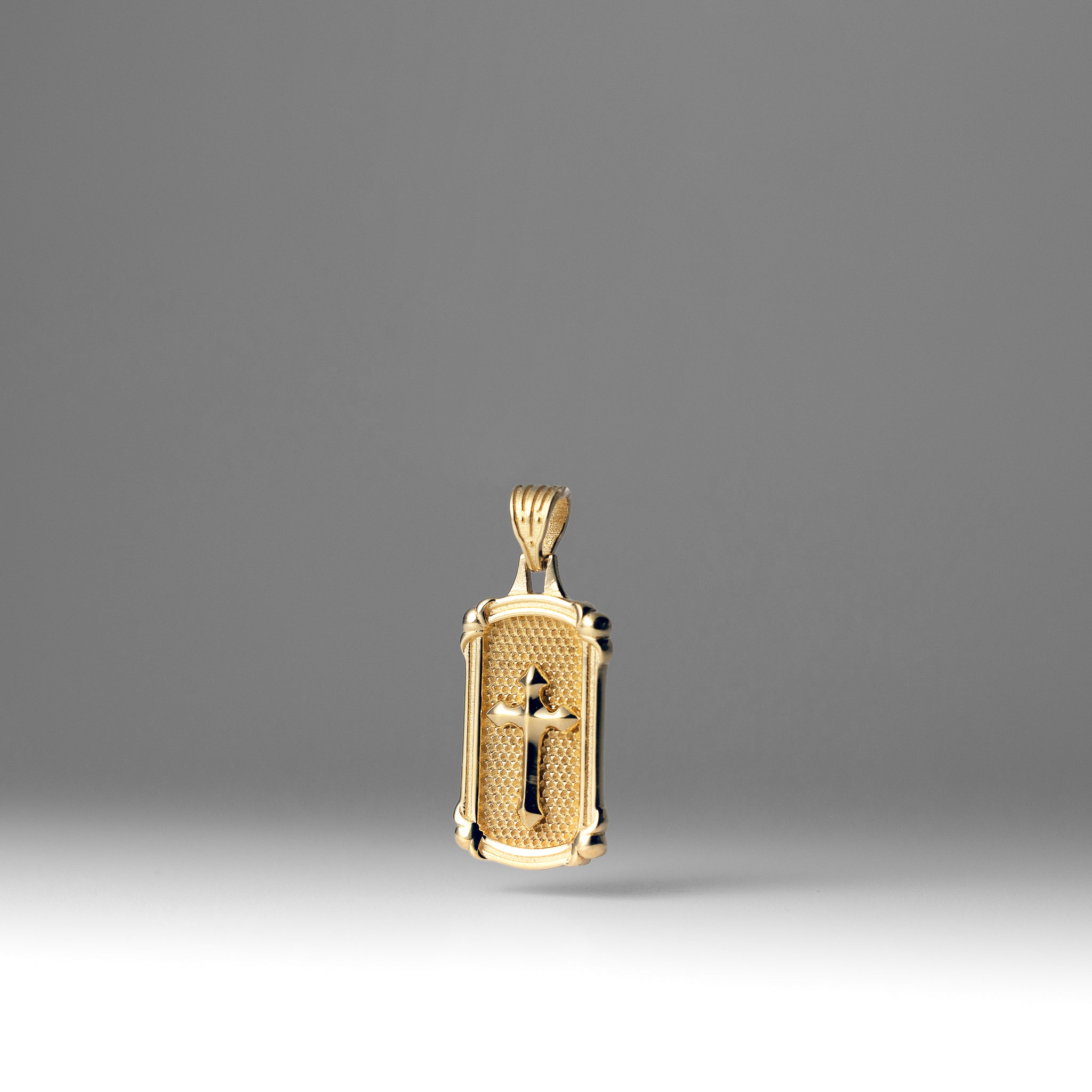 Gold Solid Frame Cross Pendant Necklace - Model PT2736 - Charlie & Co. Jewelry