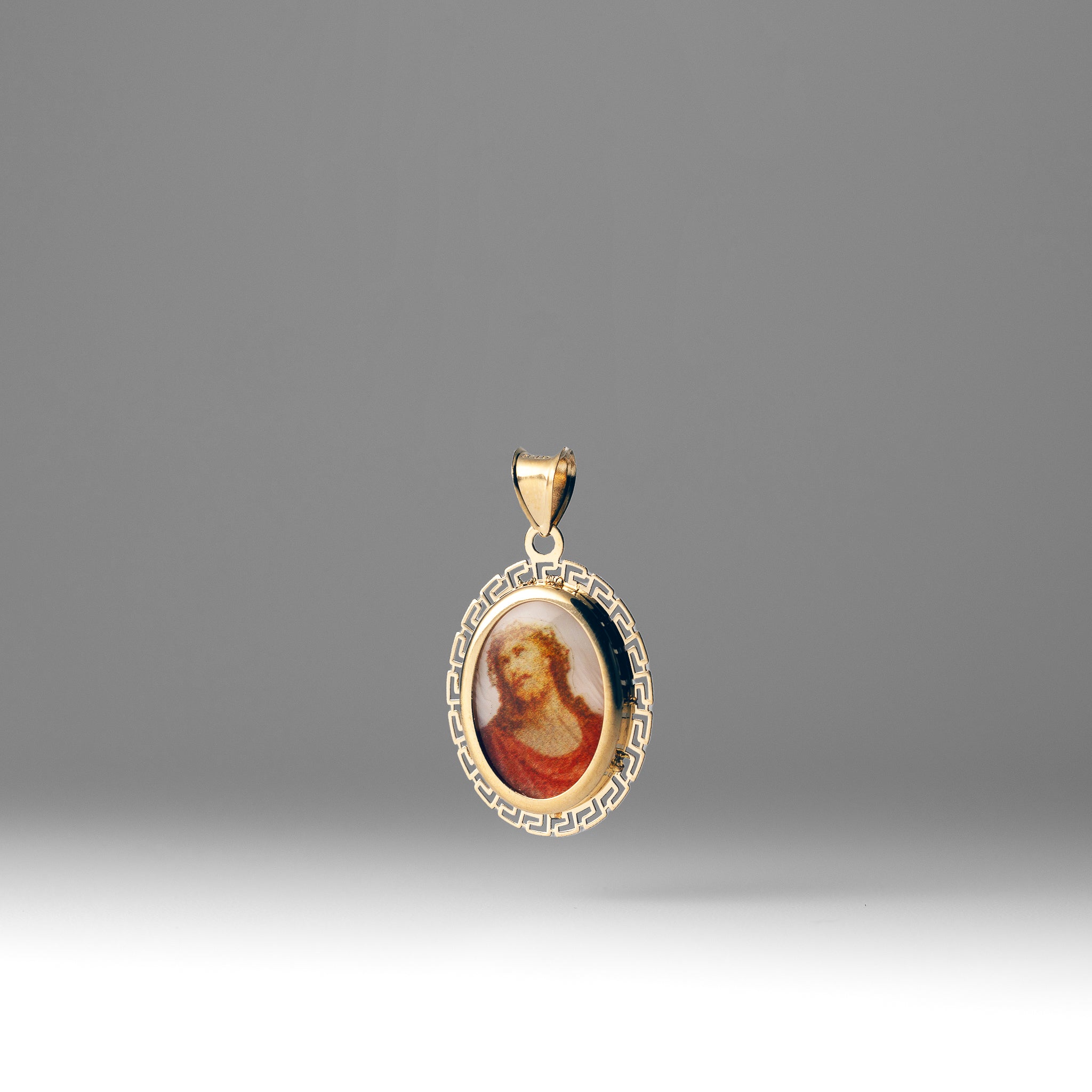 Gold Oval Jesus Pendant Necklace - Model PT3137 - Charlie & Co. Jewelry