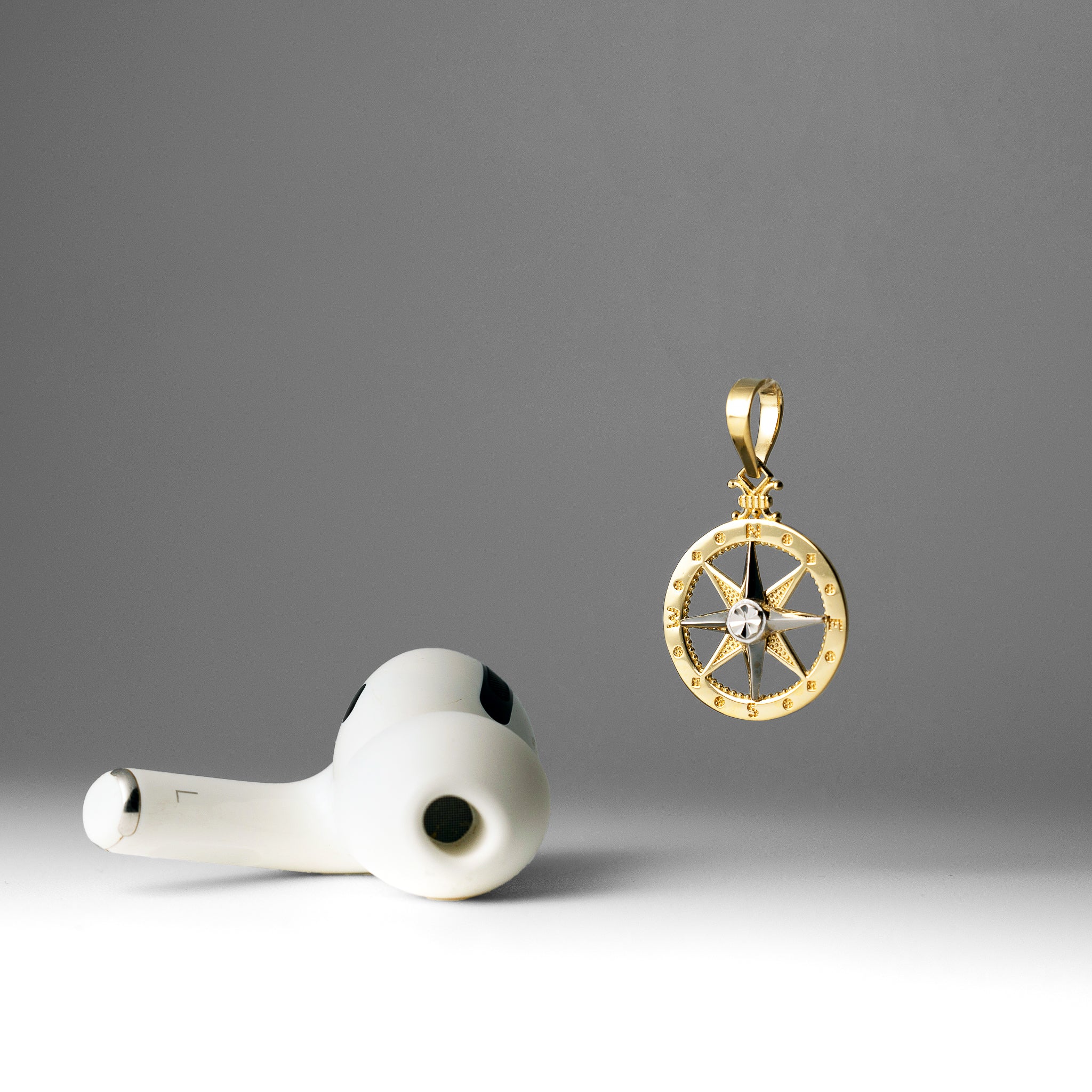 Gold Two-Tone Gold Compass Pendant Necklace - Model PT3116 - Charlie & Co. Jewelry