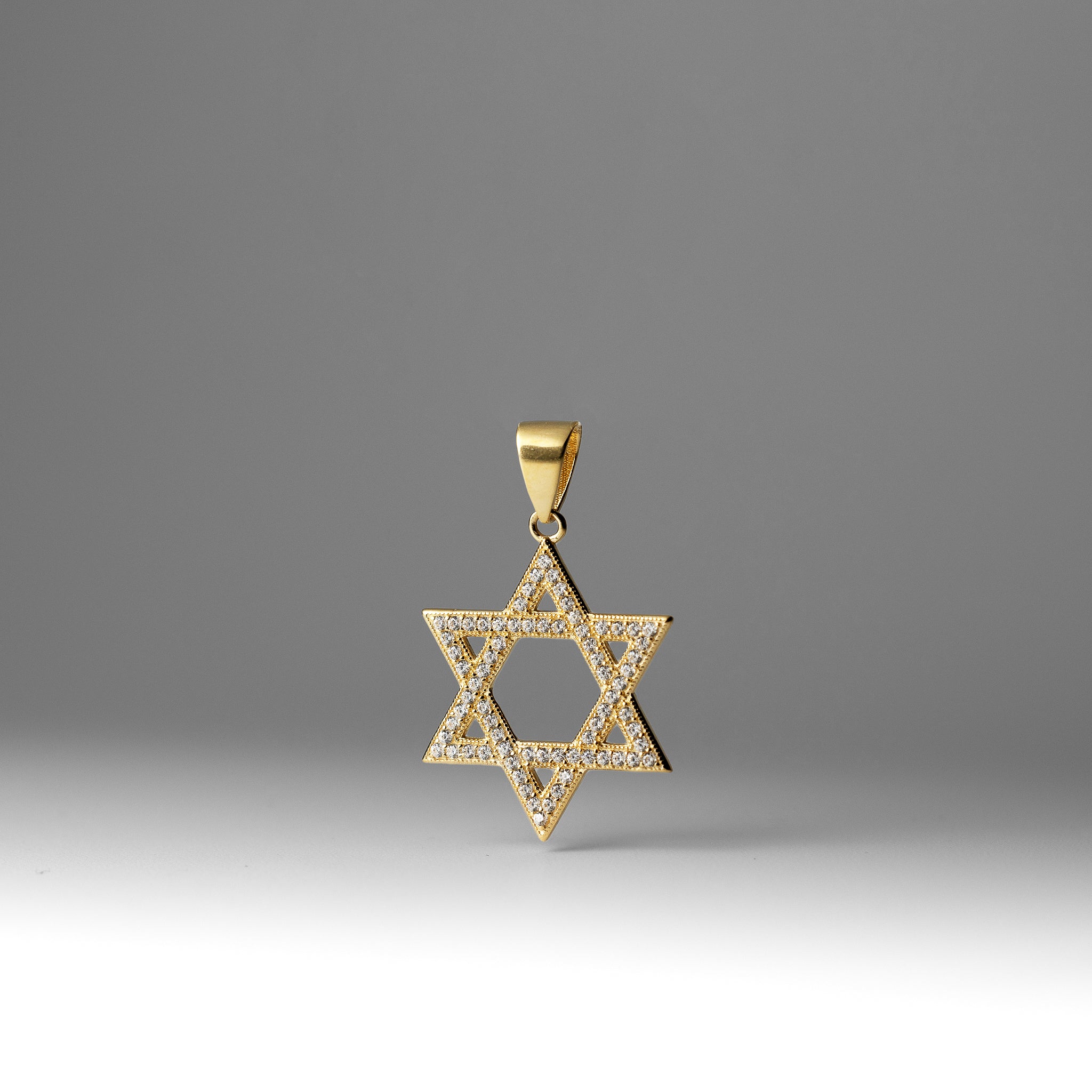 Gold Medium Star of David Pendant With CZ Stones - Model PT2764 - Charlie & Co. Jewelry