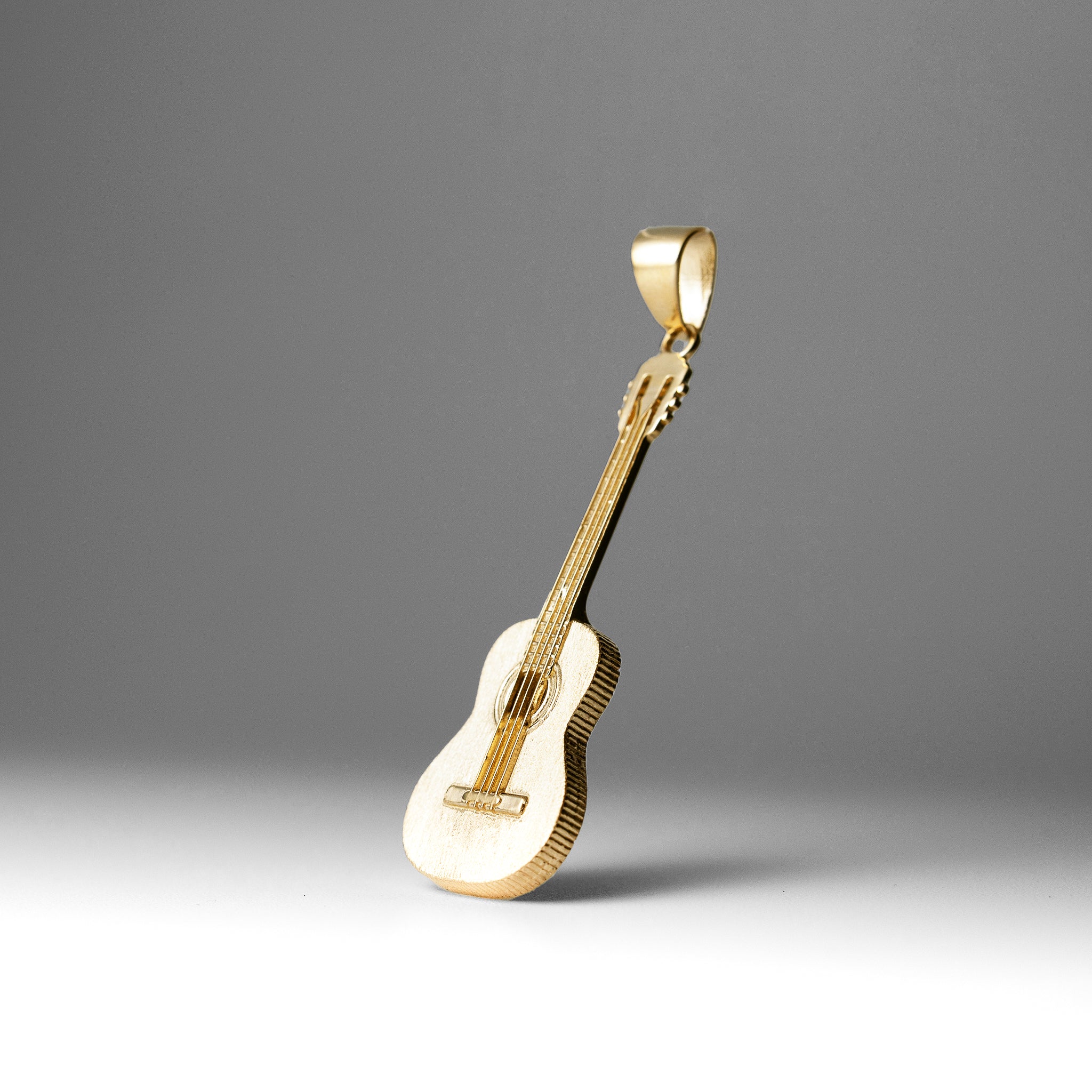 Gold Large Guitar Pendant Necklace - Model PT2859 - Charlie & Co. Jewelry