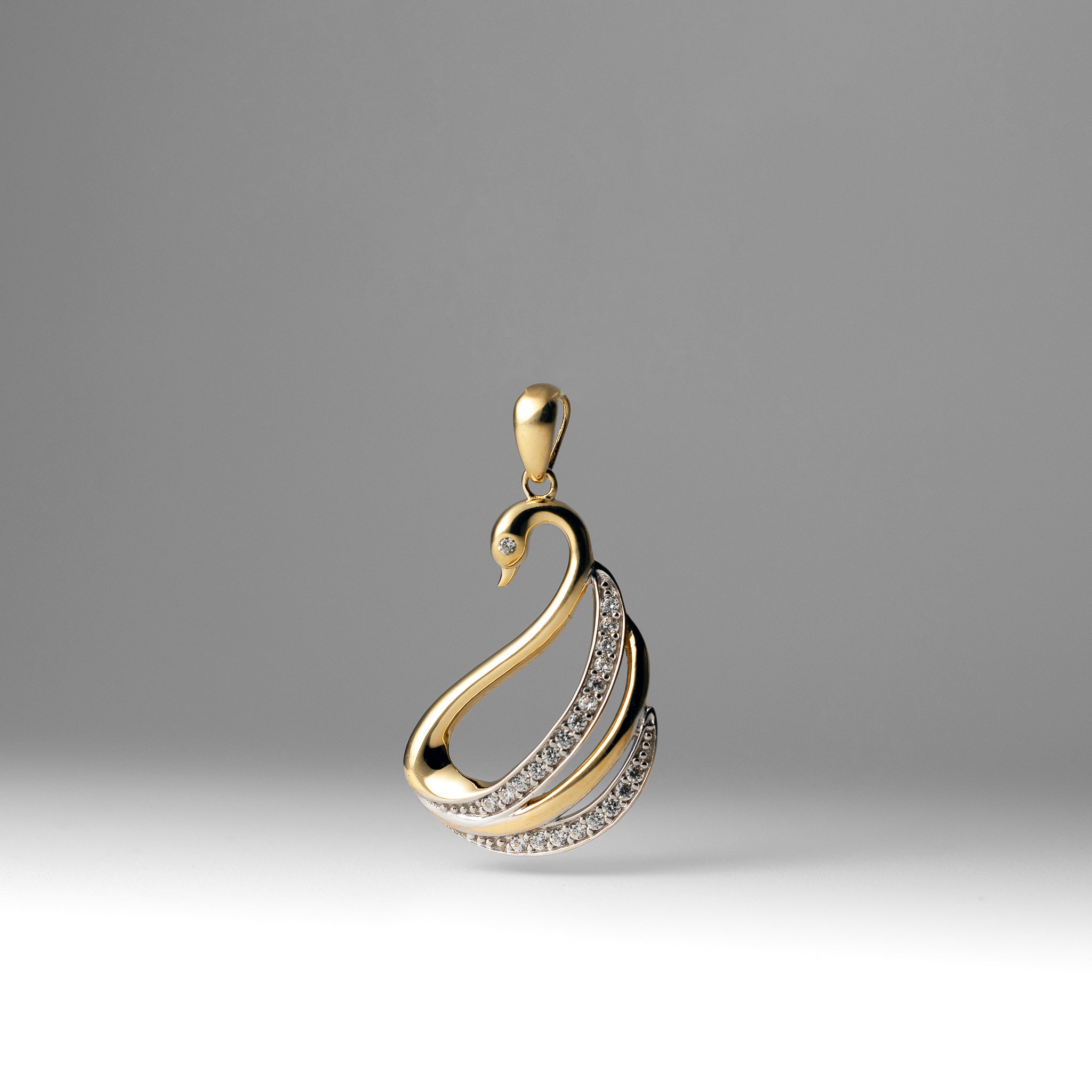 Gold Swan with CZ Pendant Necklace - Model PT1741 - Charlie & Co. Jewelry