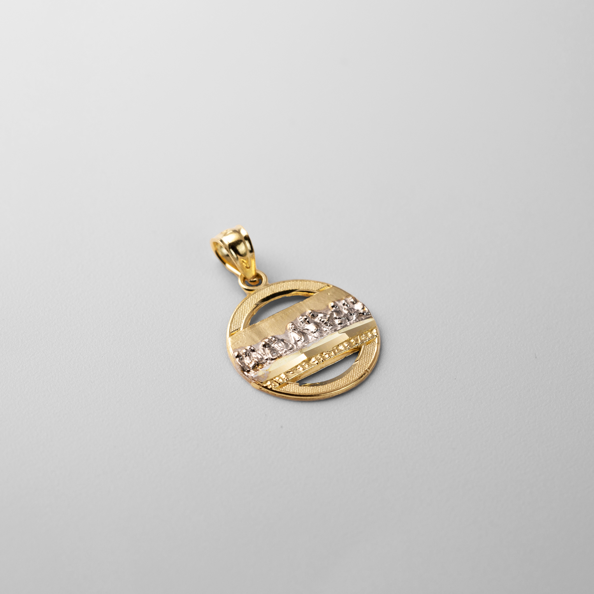 Gold Small Round Medal Last Supper Pendant - Model PT2270 - Charlie & Co. Jewelry