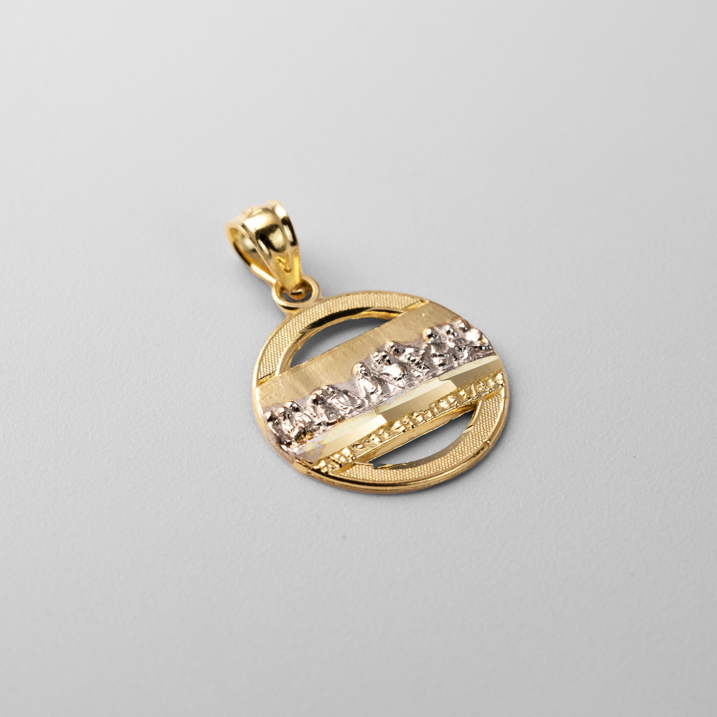 Gold Small Round Medal Last Supper Pendant - Model PT2270 - Charlie & Co. Jewelry