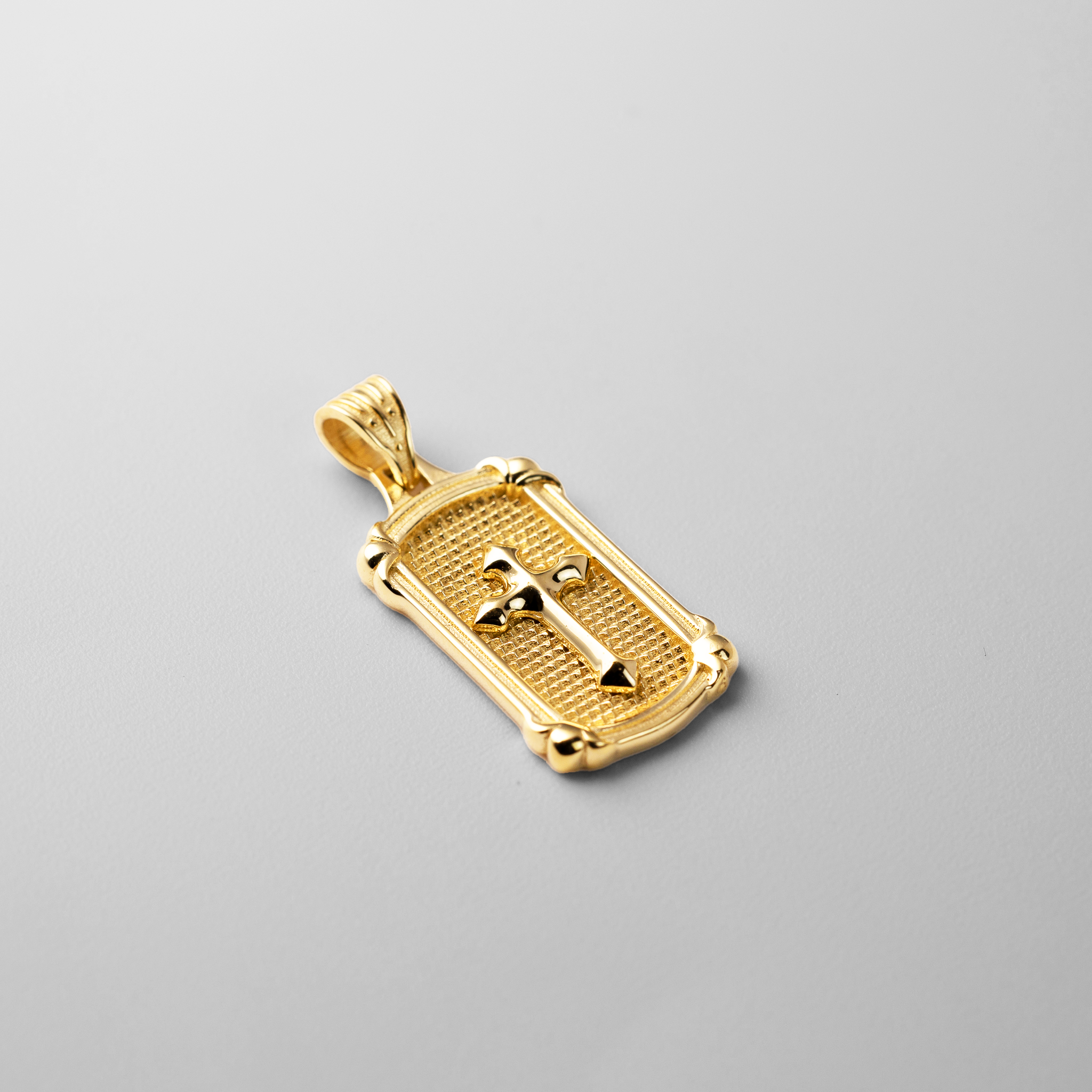 Gold Solid Frame Cross Pendant Necklace - Model PT2736 - Charlie & Co. Jewelry
