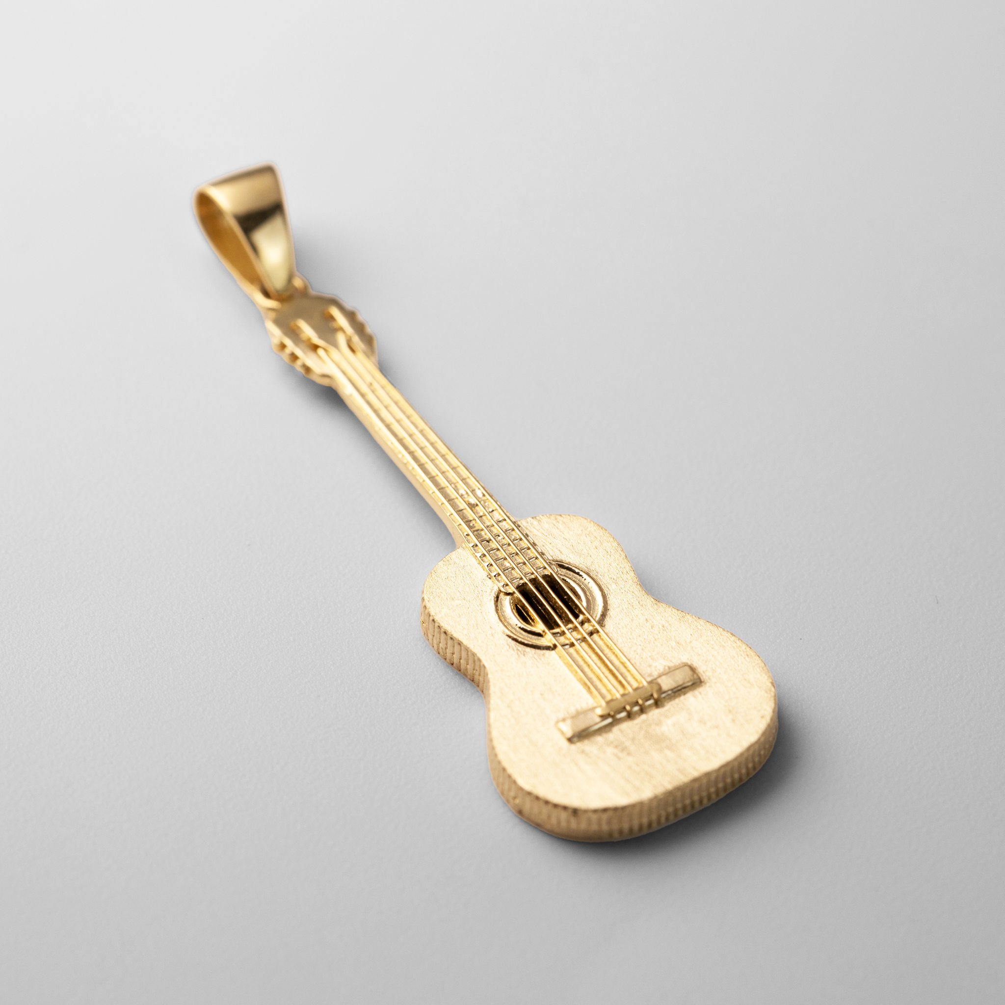 Gold Large Guitar Pendant Necklace - Model PT2859 - Charlie & Co. Jewelry