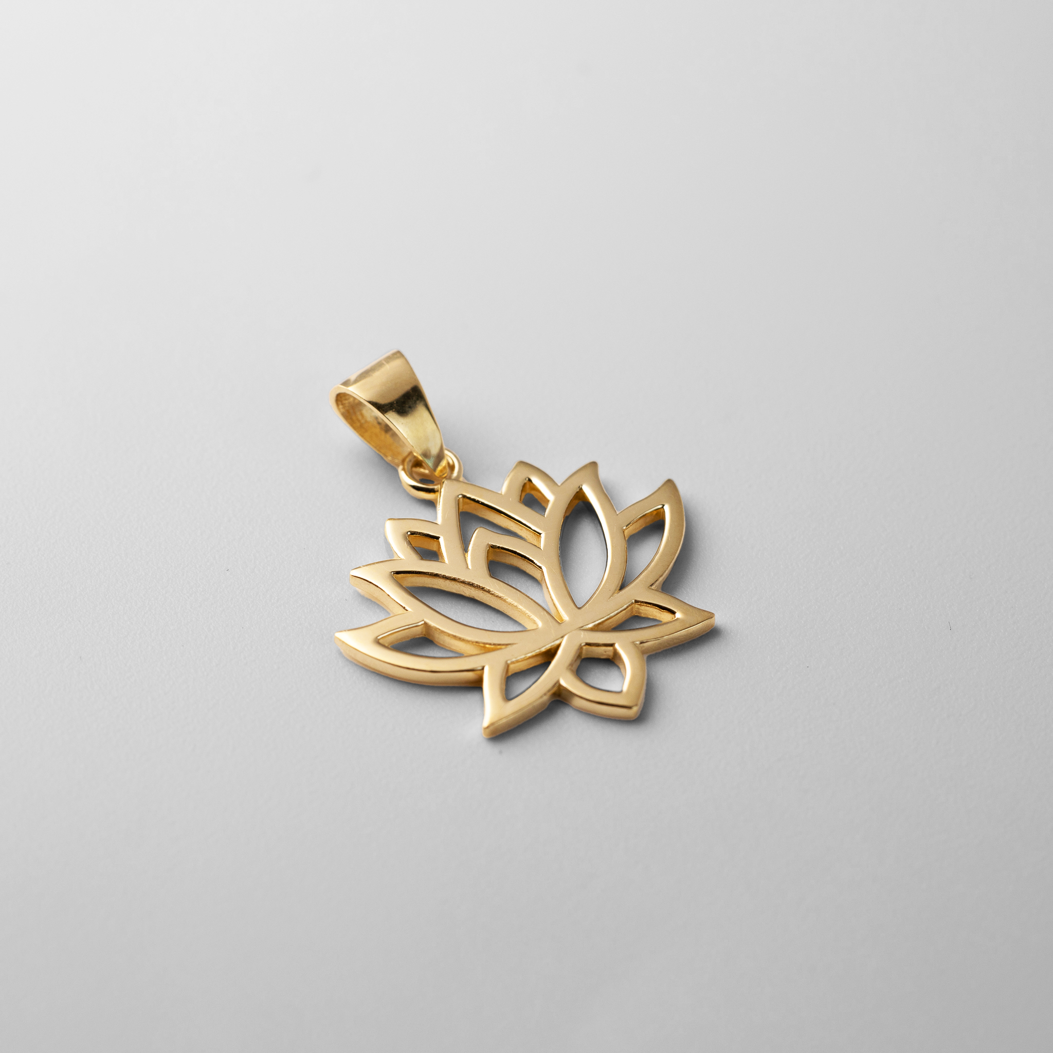 Gold Lotus Flower Pendant Necklace - Model PT2807 - Charlie & Co. Jewelry