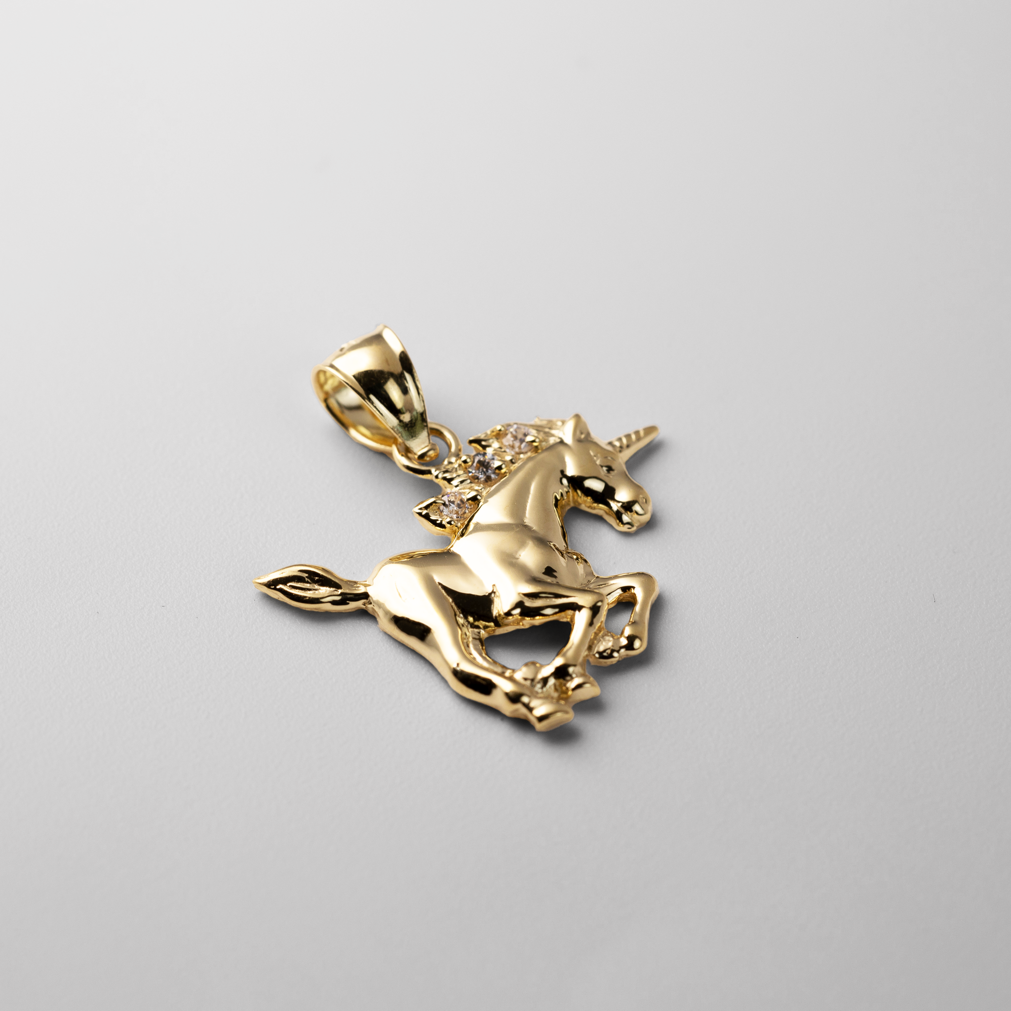 Gold Flying Pegasus Unicorn Pendant Necklace - Model PT2650 - Charlie & Co. Jewelry