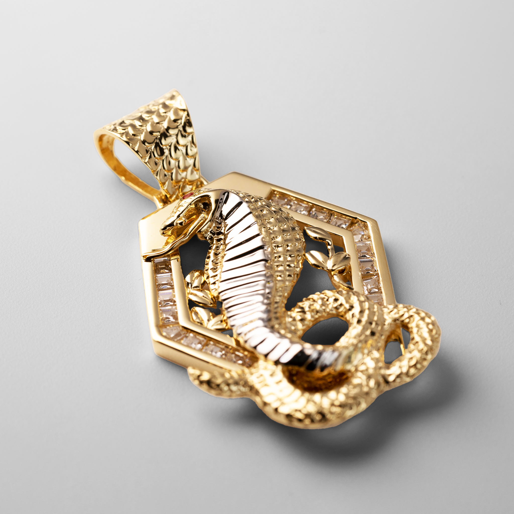 Gold Large Cobra Snake Pendant Necklace - Model PT1529 - Charlie & Co. Jewelry