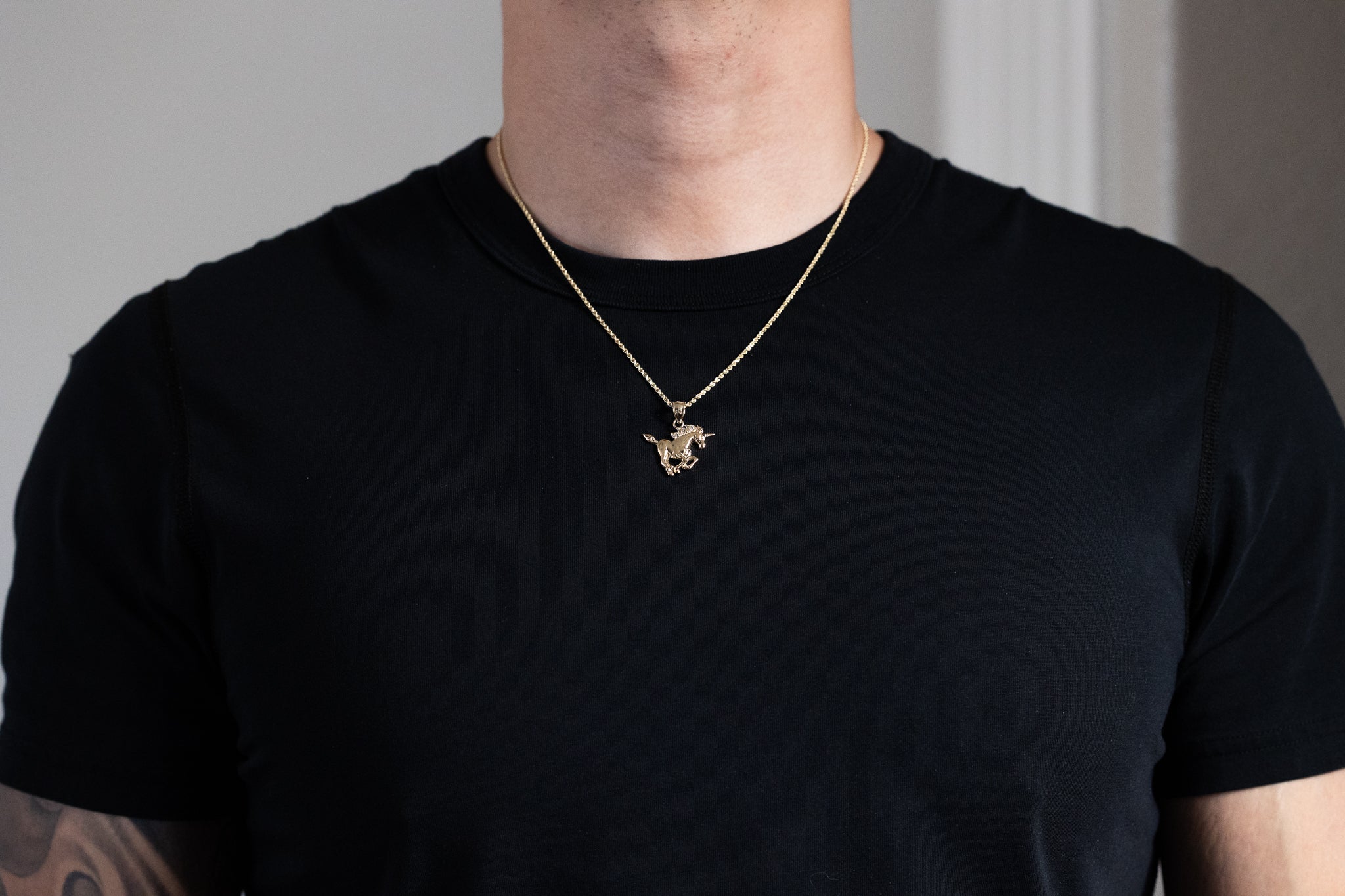 Gold Flying Pegasus Unicorn Pendant Necklace - Model PT2650 - Charlie & Co. Jewelry