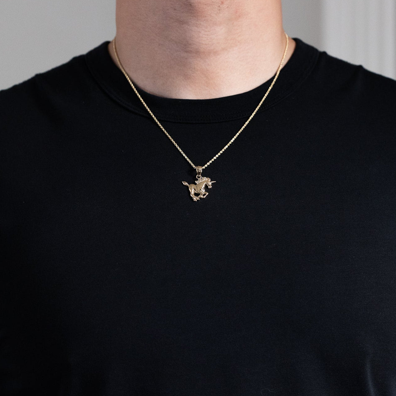 Gold Flying Pegasus Unicorn Pendant Necklace - Model PT2650 - Charlie & Co. Jewelry