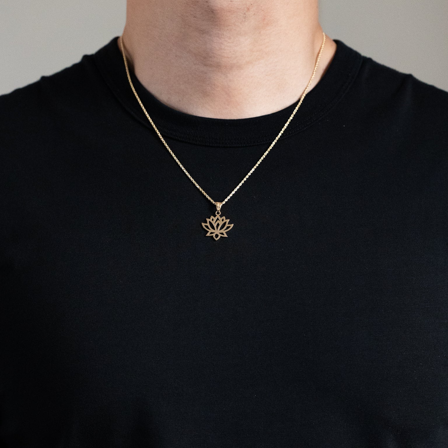 Gold Lotus Flower Pendant Necklace - Model PT2807 - Charlie & Co. Jewelry