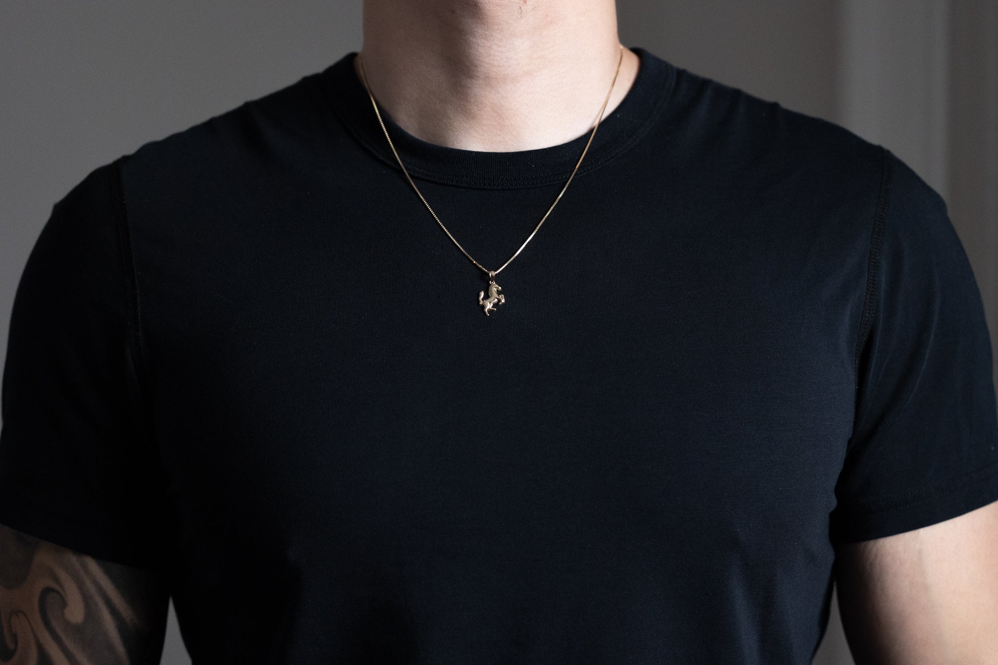 Gold Rearing Horse Pendant Necklace – Model PT2647 - Charlie & Co. Jewelry