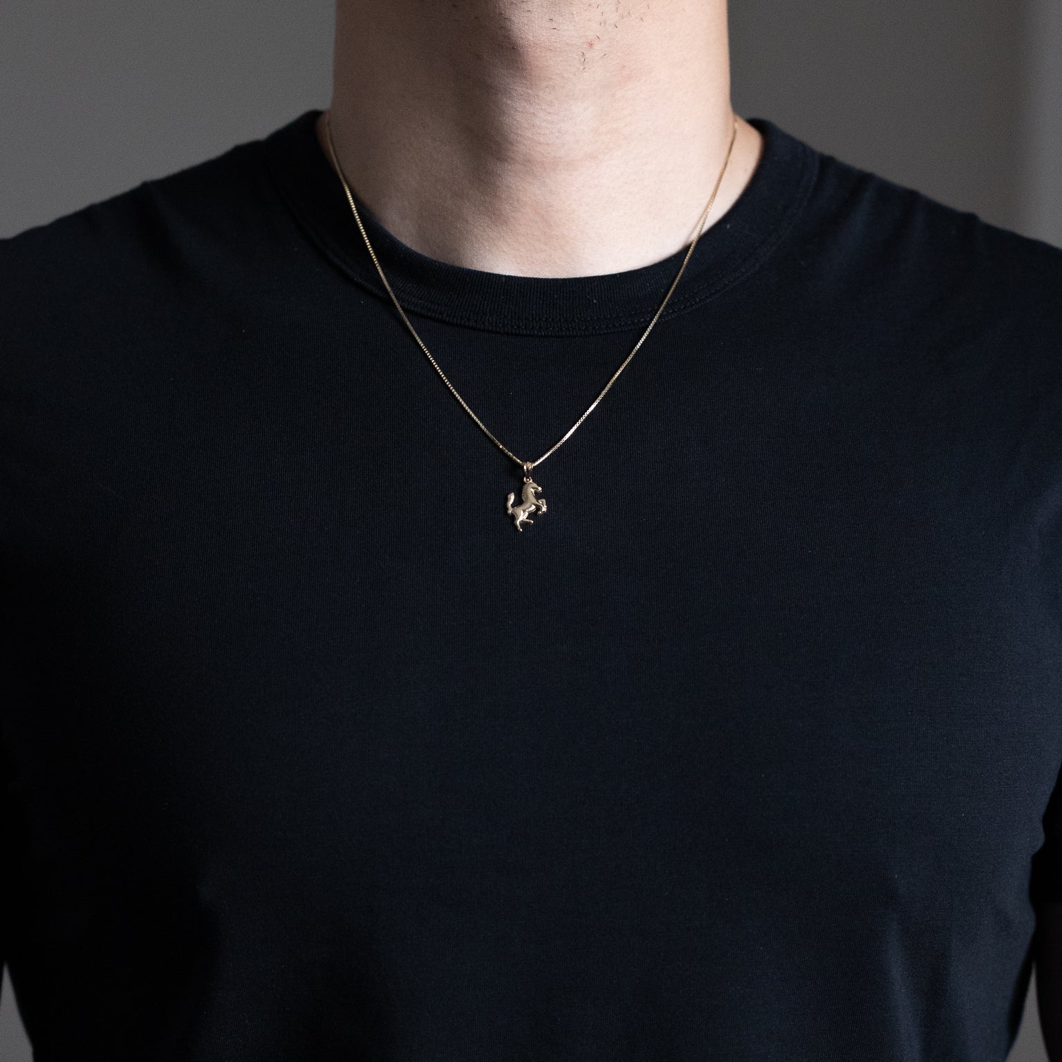 Gold Rearing Horse Pendant Necklace – Model PT2647 - Charlie & Co. Jewelry