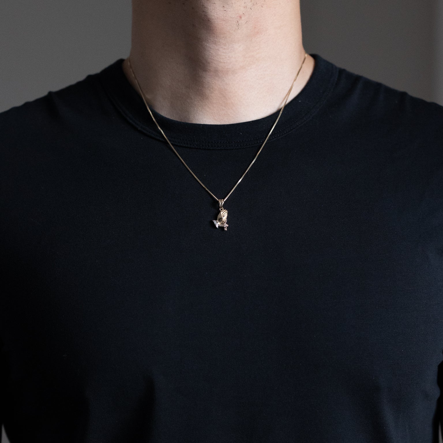 Gold Praying Hand Pendant - Model PT1481 - Charlie & Co. Jewelry