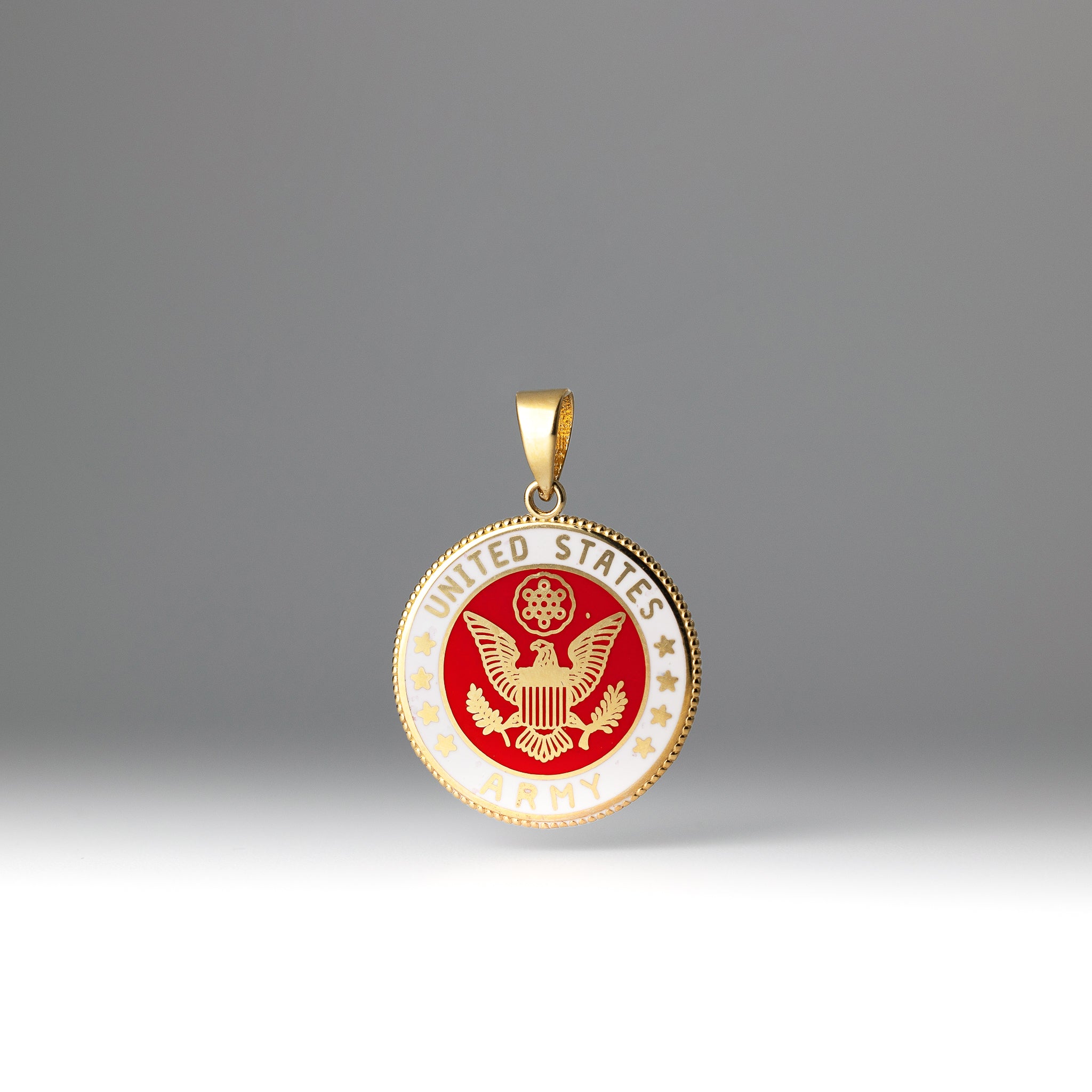 Gold US Army Double-Sided Military Pendant Necklace With Prayer - Model PT2844 - Charlie & Co. Jewelry