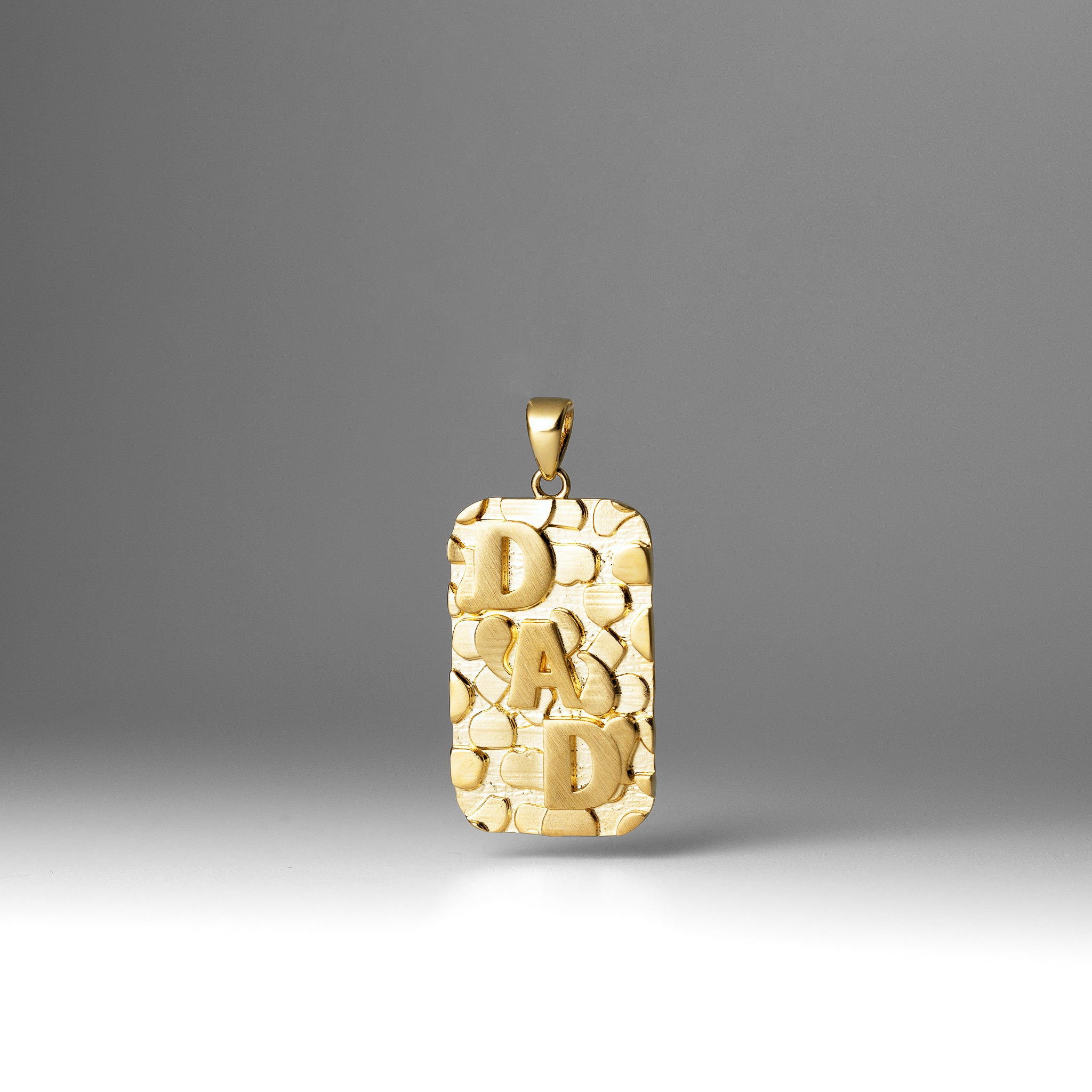 Gold Textured Bold Design Dad Pendant Necklace – Model PT2700 - Charlie & Co. Jewelry
