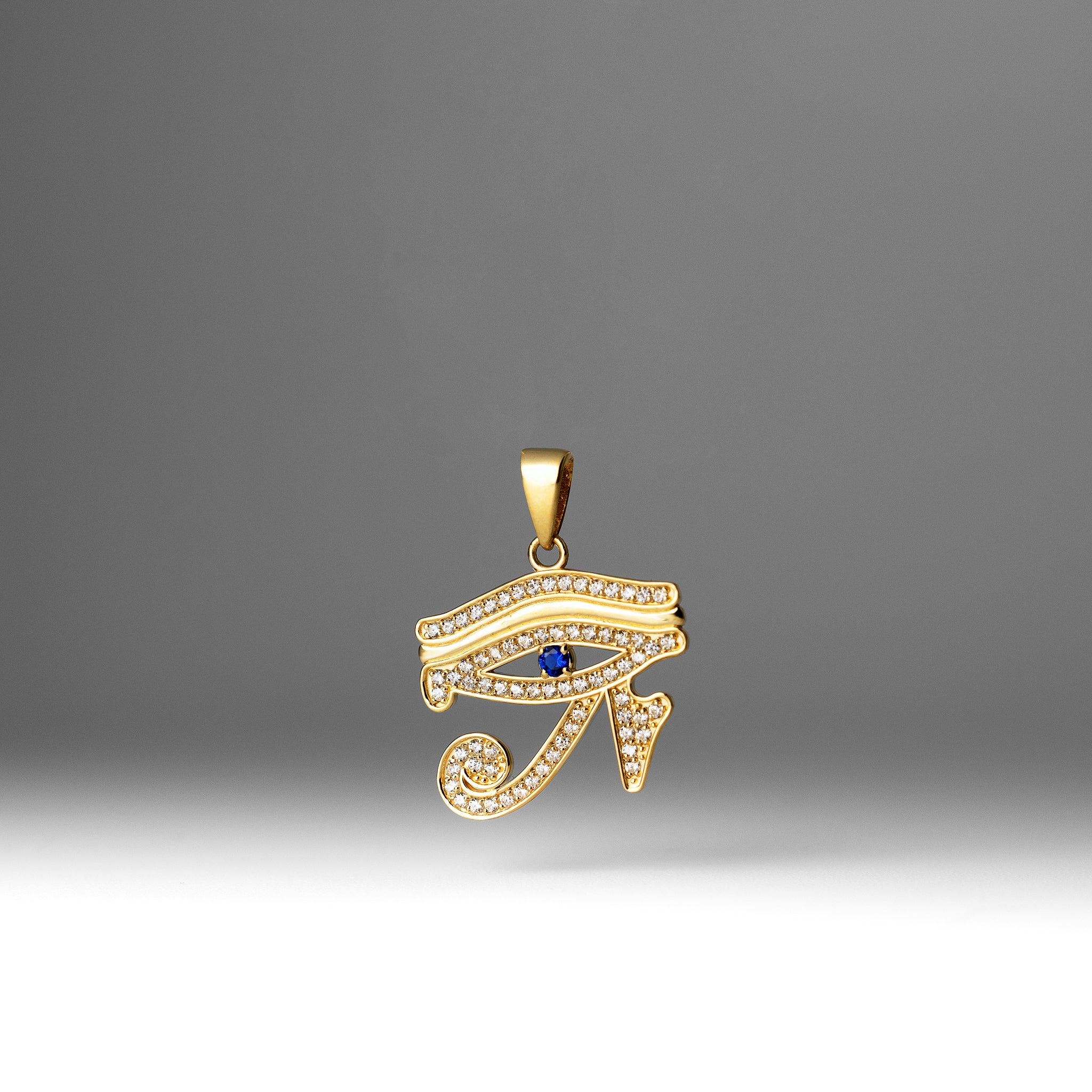 Gold CZ Accented Eye of Horus Pendant Necklace – Model PT2801 - Charlie & Co. Jewelry