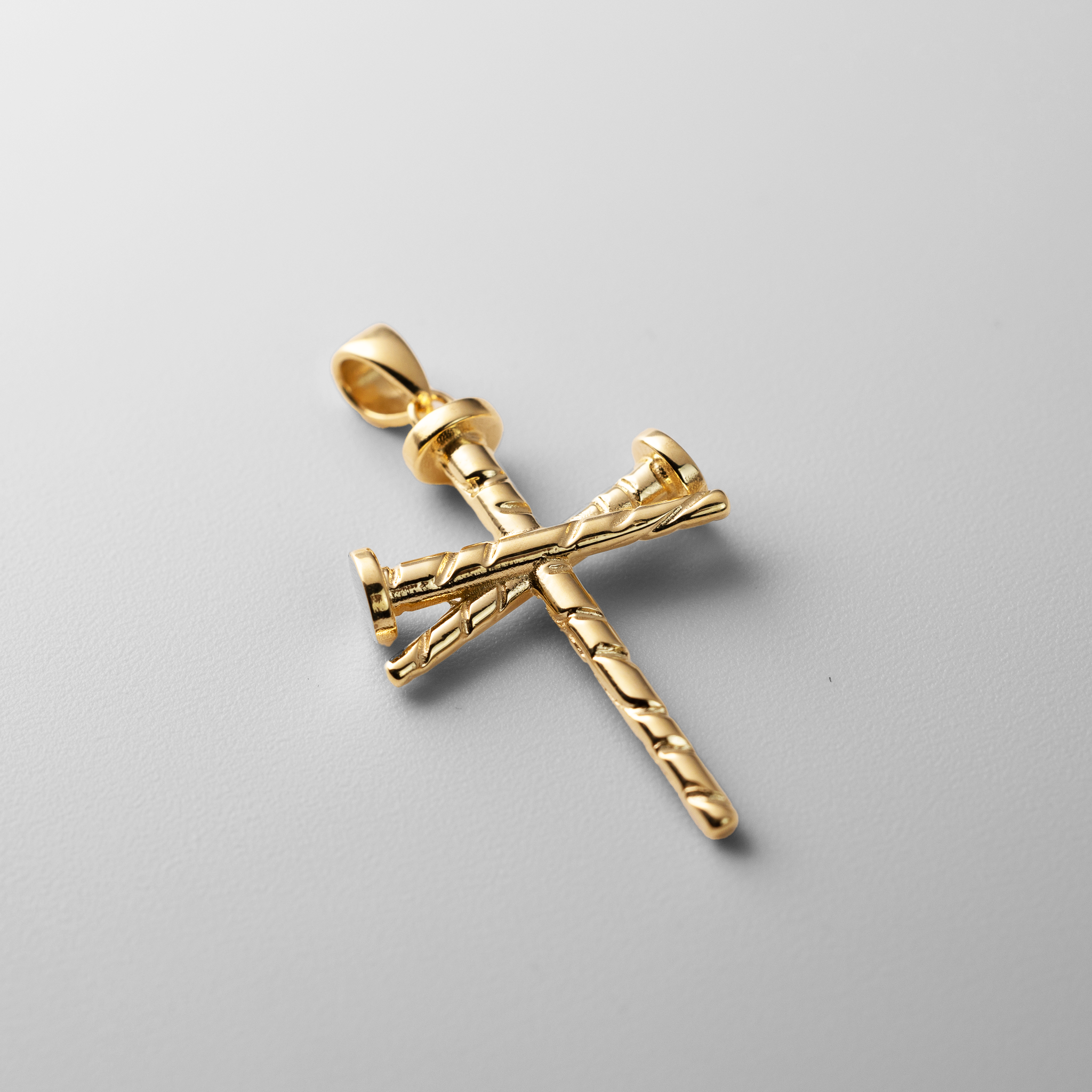 Gold Nail Cross Pendant Necklace - Model PT2960 - Charlie & Co. Jewelry