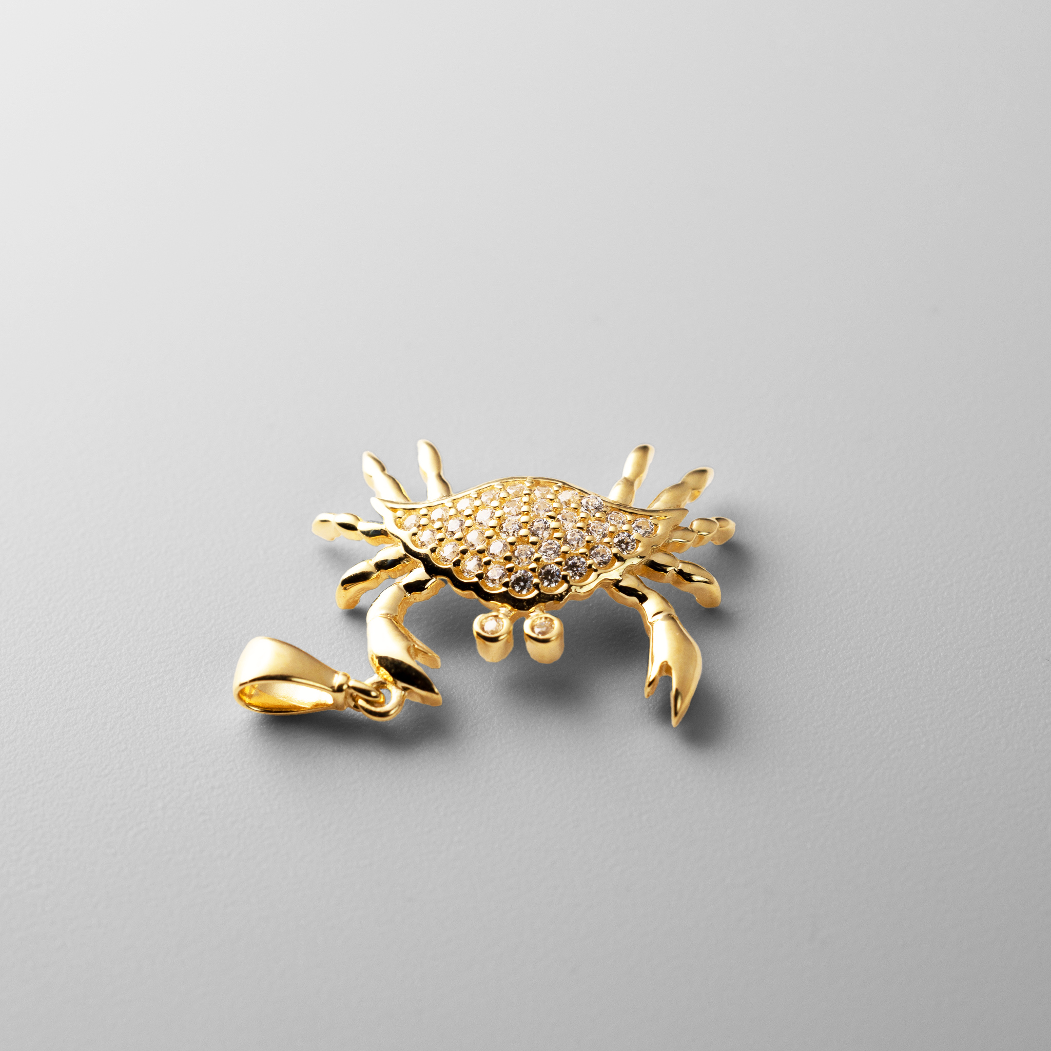 Gold CZ Encrusted Crab Pendant Necklace – Model PT3091 - Charlie & Co. Jewelry