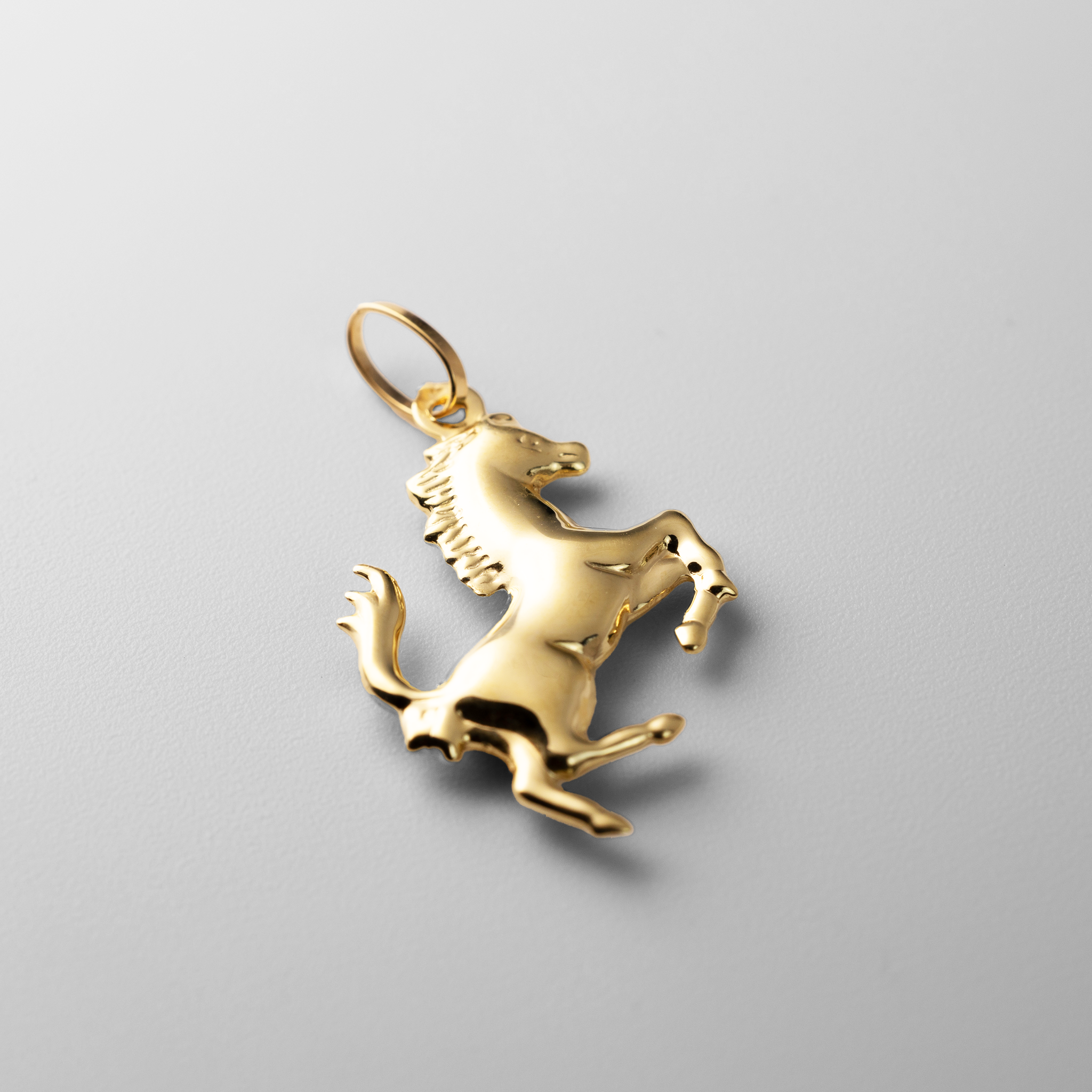 Gold Rearing Horse Pendant Necklace – Model PT2647 - Charlie & Co. Jewelry