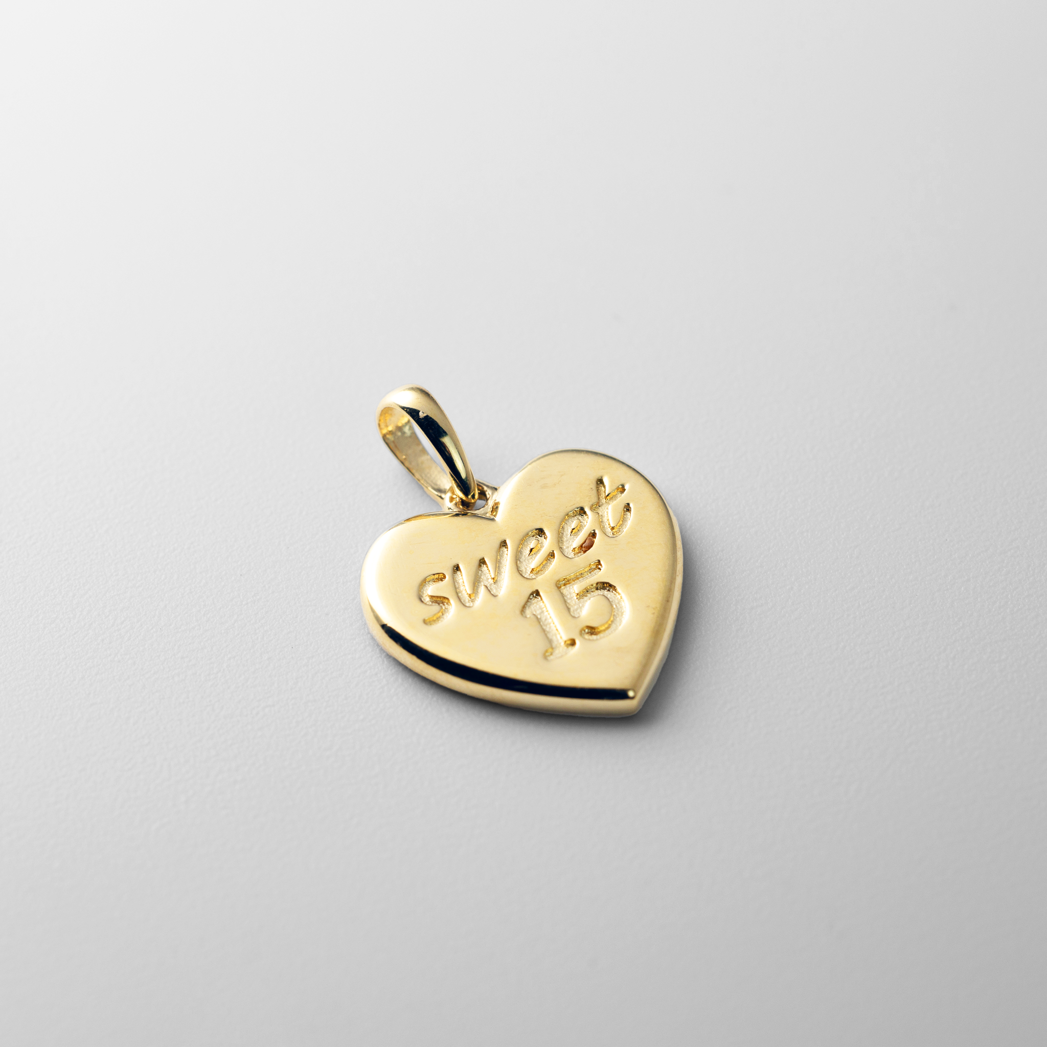 Gold Sweet 15 Heart Pendant Necklace – Model PT2972 - Charlie & Co. Jewelry