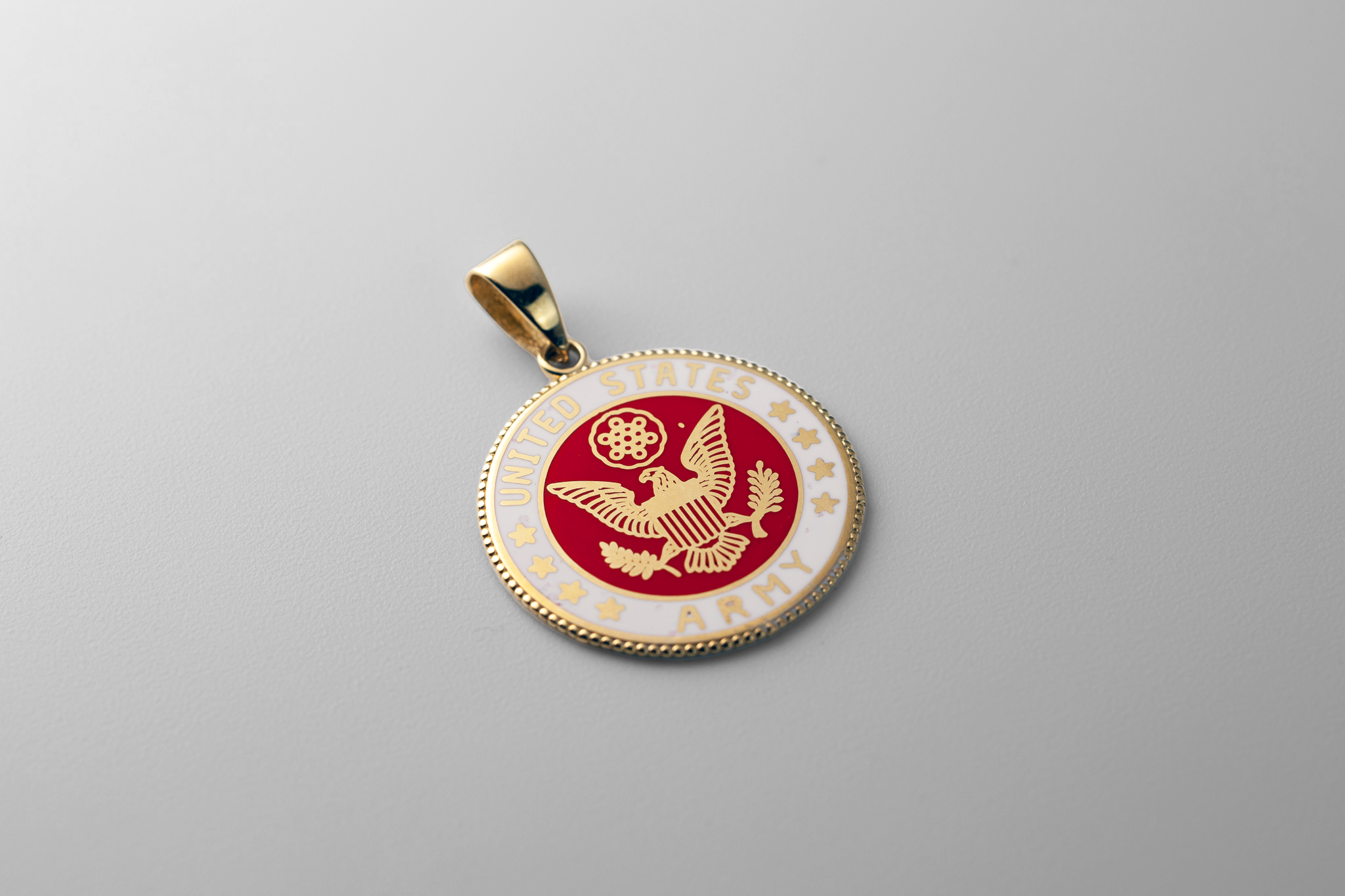 Gold US Army Double-Sided Military Pendant Necklace With Prayer - Model PT2844 - Charlie & Co. Jewelry