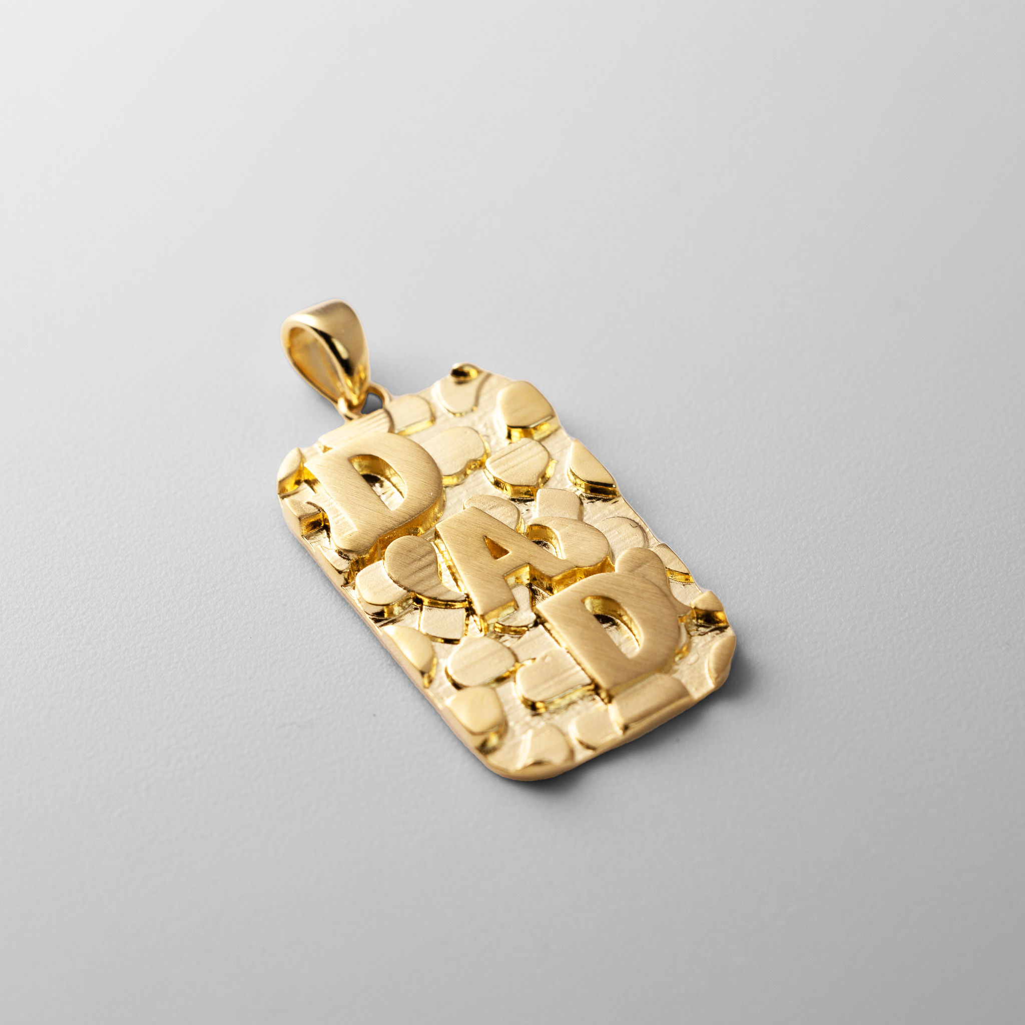 Gold Textured Bold Design Dad Pendant Necklace – Model PT2700 - Charlie & Co. Jewelry