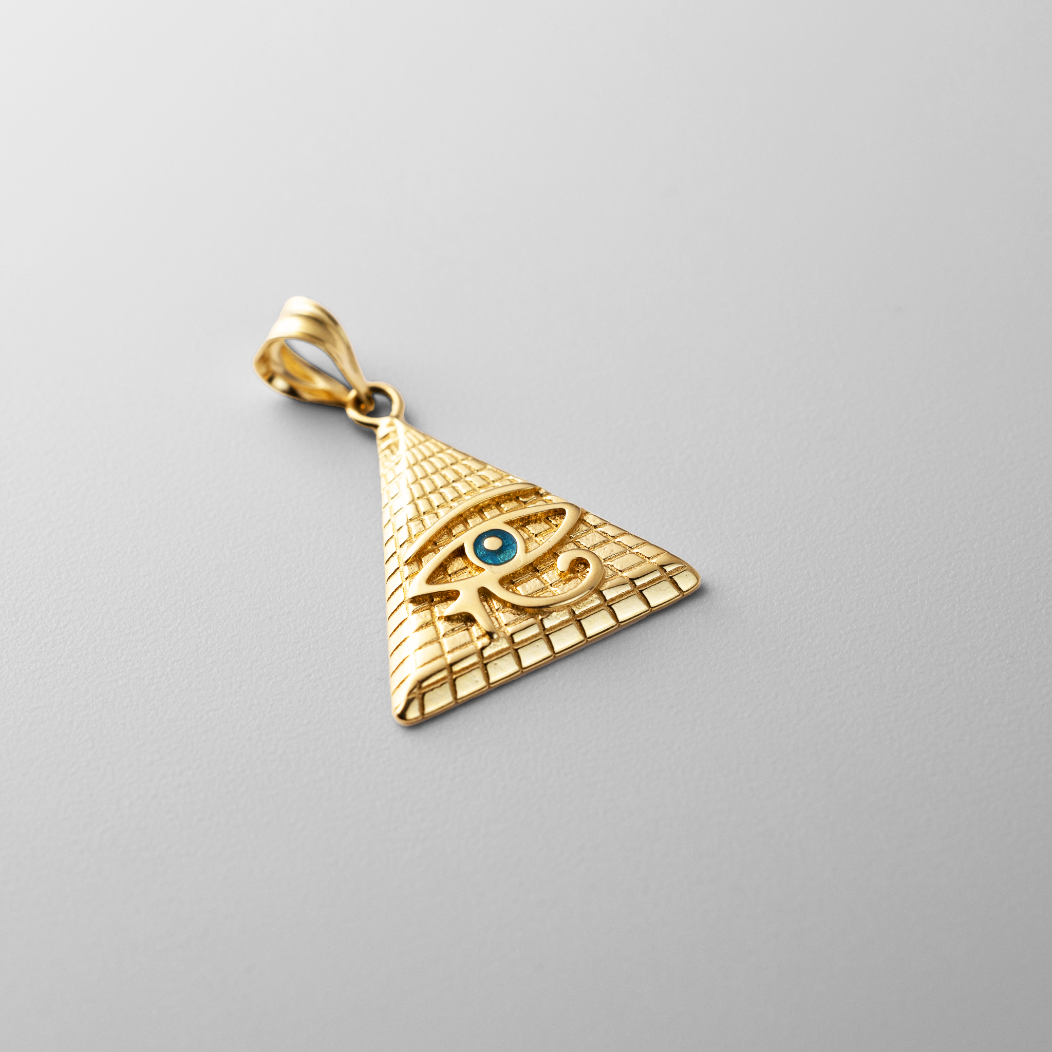 Gold Eye of Horus Egyptian Pyramid Pendant Necklace – Model PT2800 - Charlie & Co. Jewelry