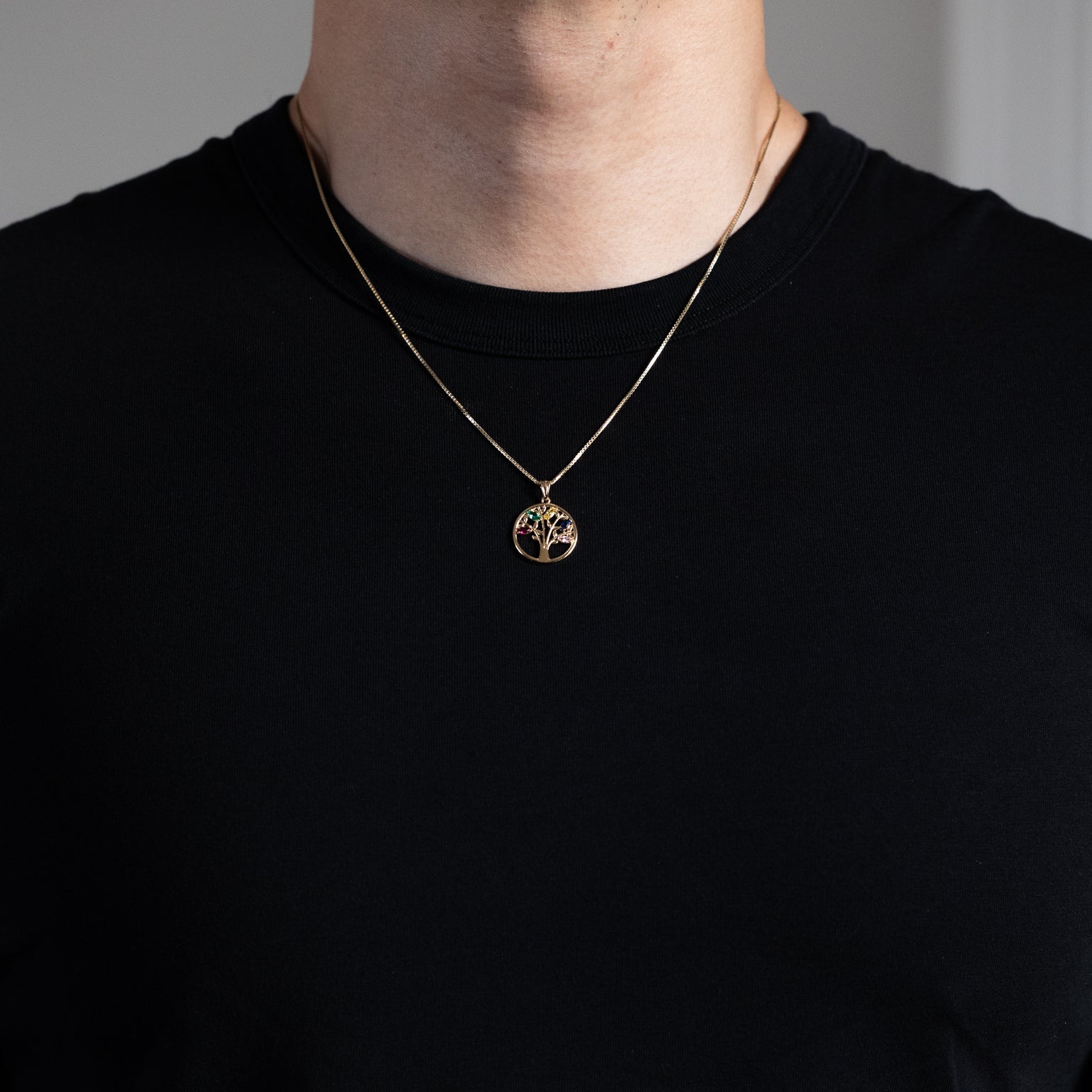 Gold Family Tree Colorful CZ Gemstones Pendant Necklace – Model PT2541 - Charlie & Co. Jewelry
