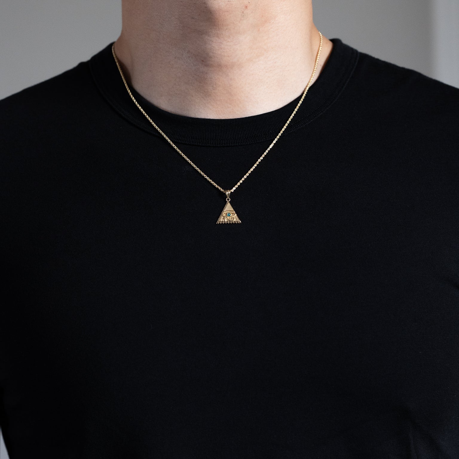 Gold Eye of Horus Egyptian Pyramid Pendant Necklace – Model PT2800 - Charlie & Co. Jewelry
