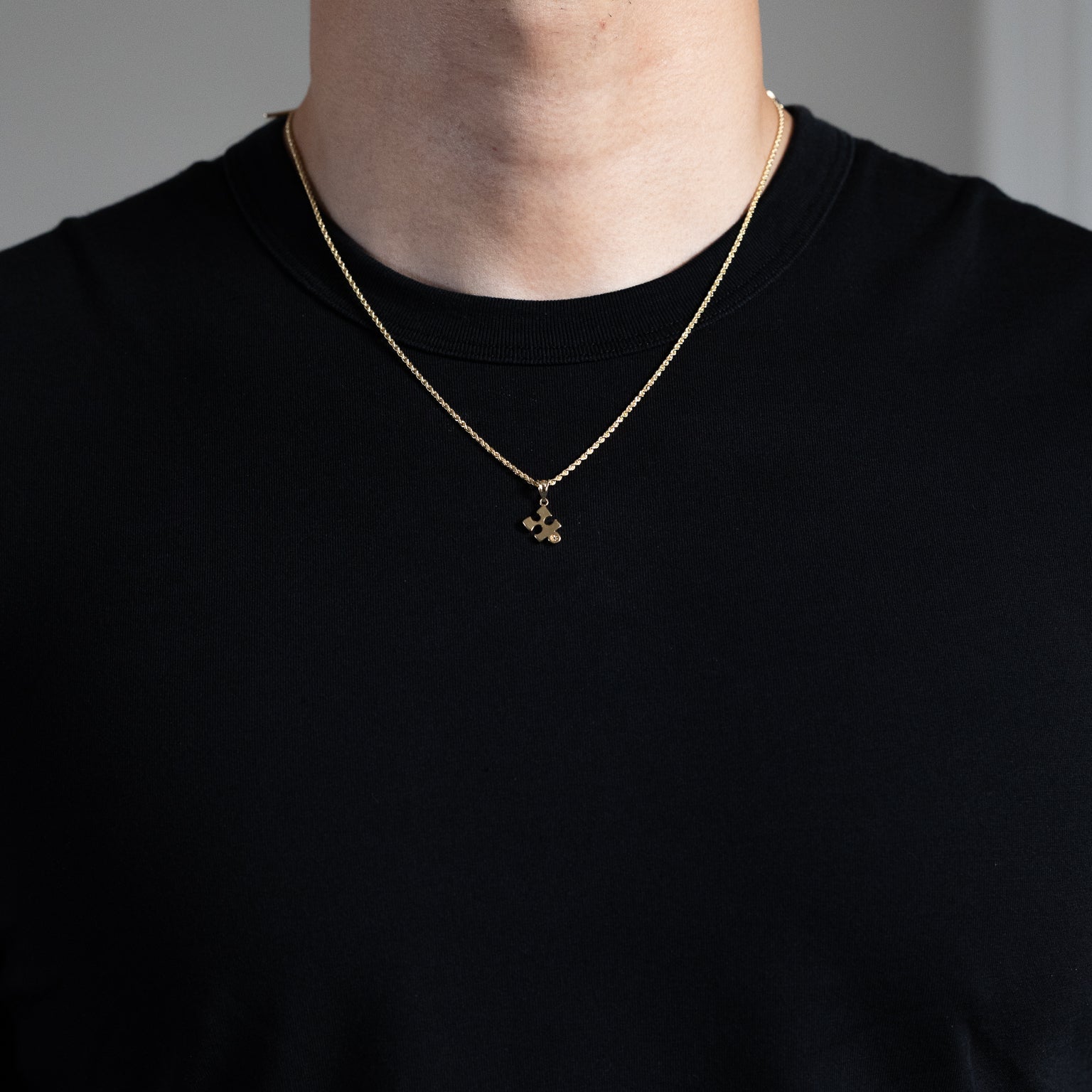 Gold CZ-Accented Puzzle Piece Pendant Necklace – Model PT2843 - Charlie & Co. Jewelry