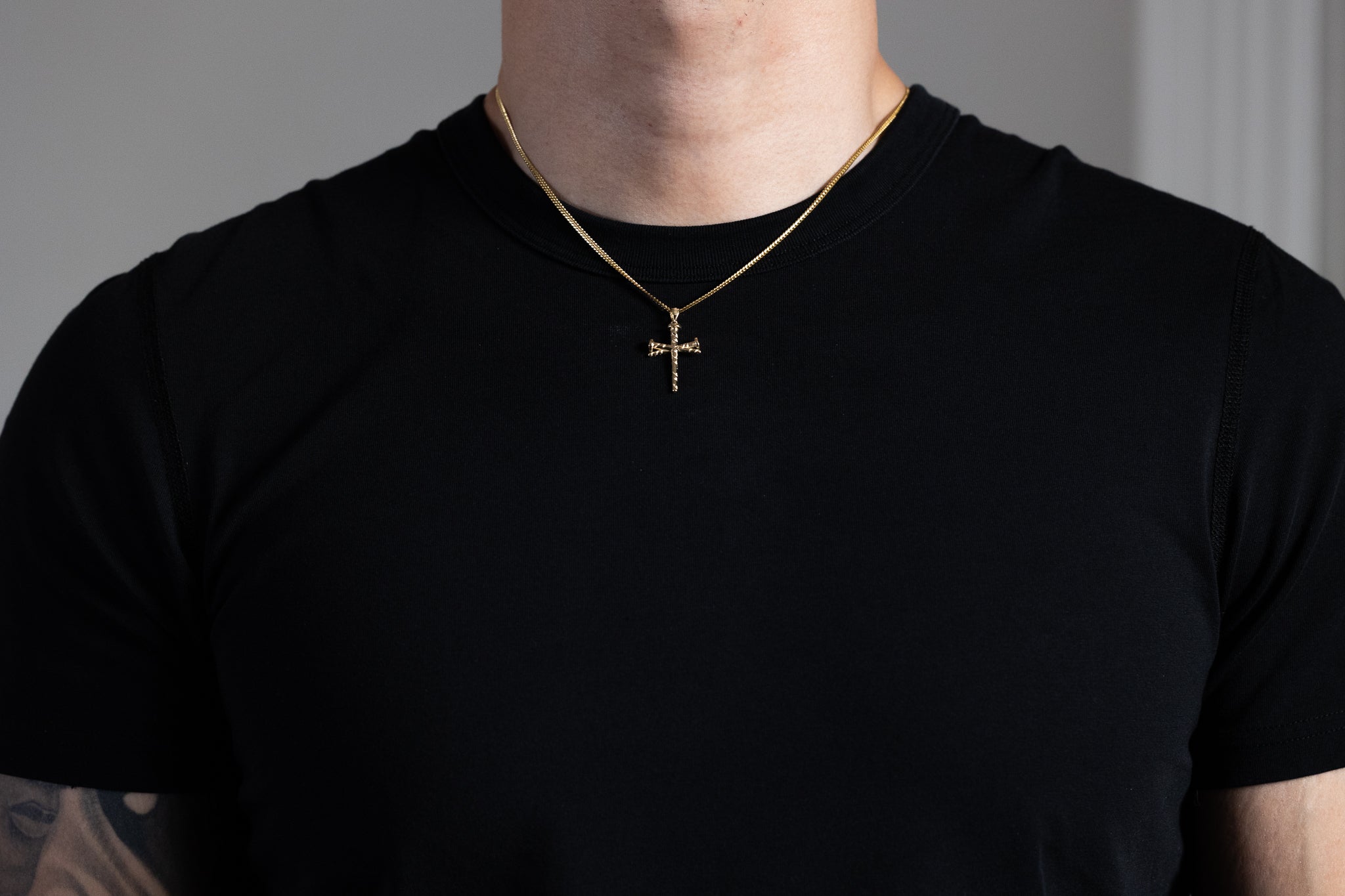 Gold Nail Cross Pendant Necklace - Model PT2960 - Charlie & Co. Jewelry
