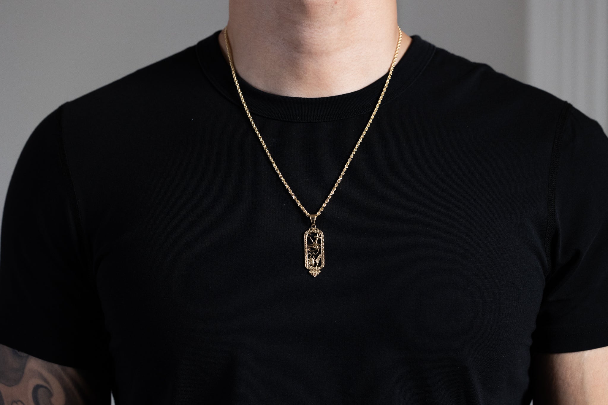 Gold Large Egyptian Cartouche Pendant Necklace – Model PT2802 - Charlie & Co. Jewelry